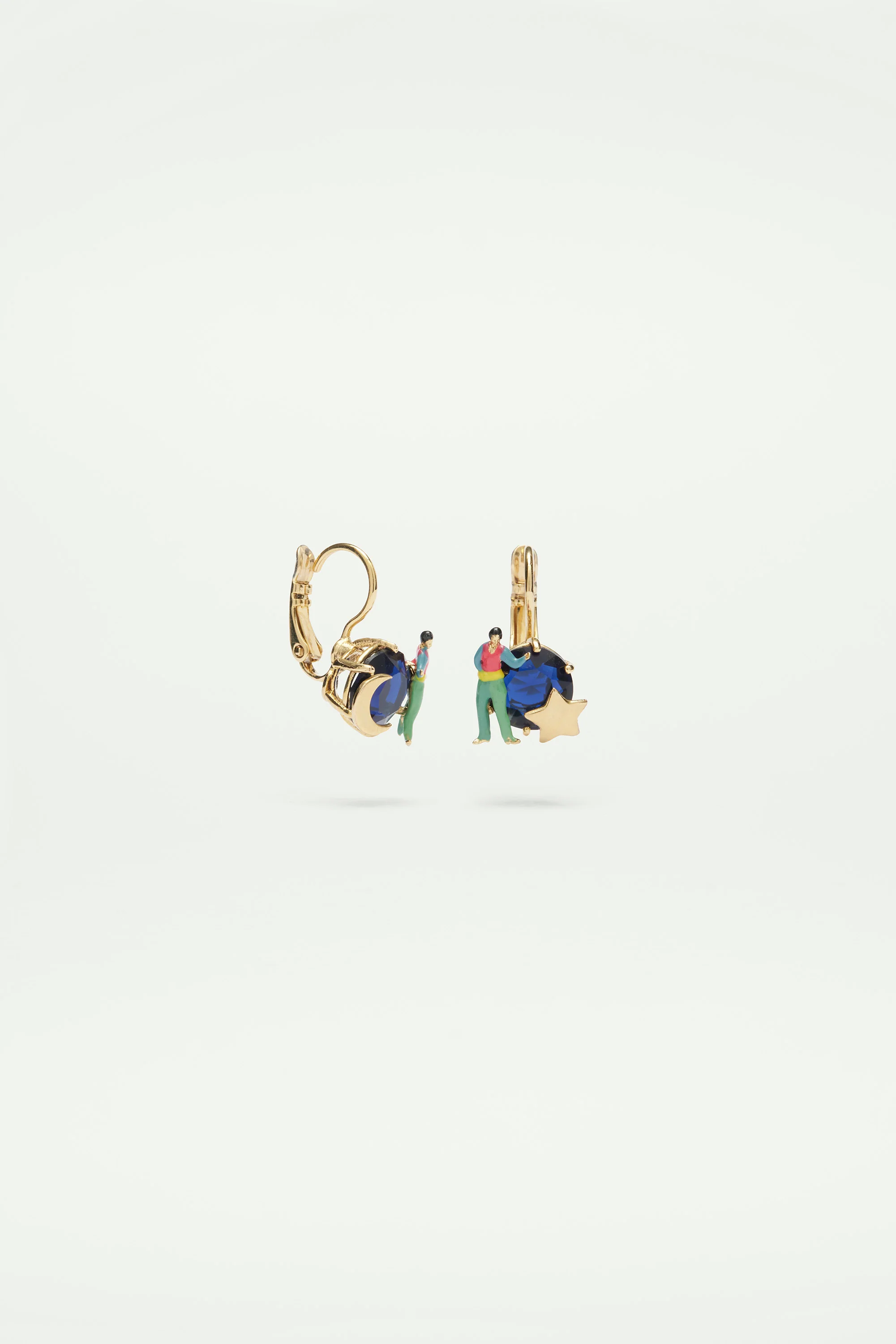 Boucles d'oreilles dormeuses asymétriques pierre en verre taillé - Image 3