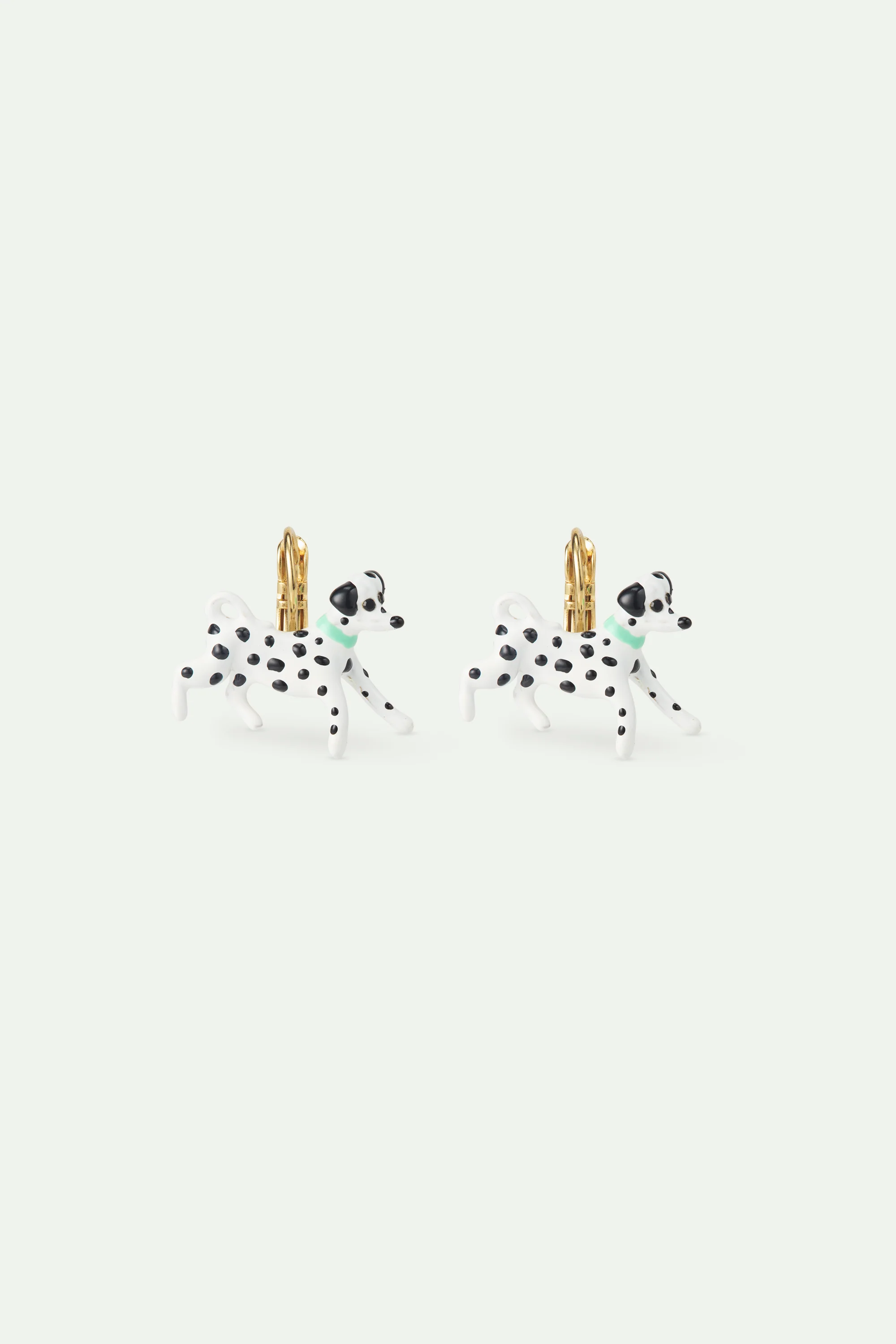 Boucles d'oreilles dormeuses dalmatien noir et blanc