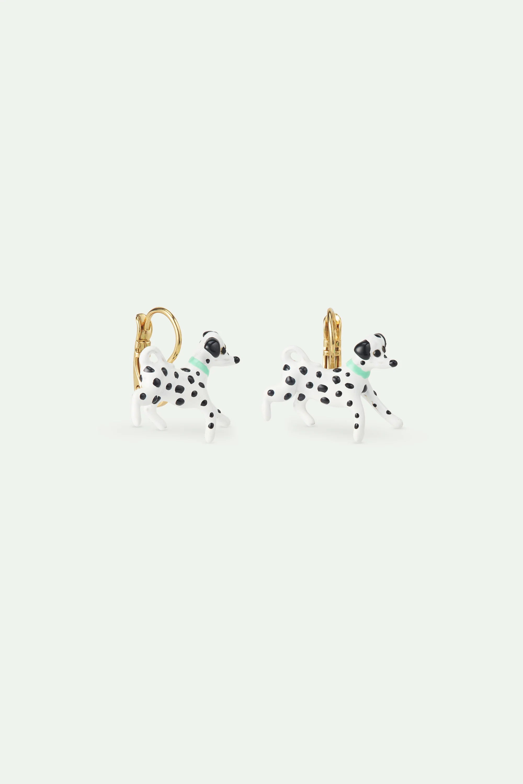 Boucles d'oreilles dormeuses dalmatien noir et blanc - Image 2
