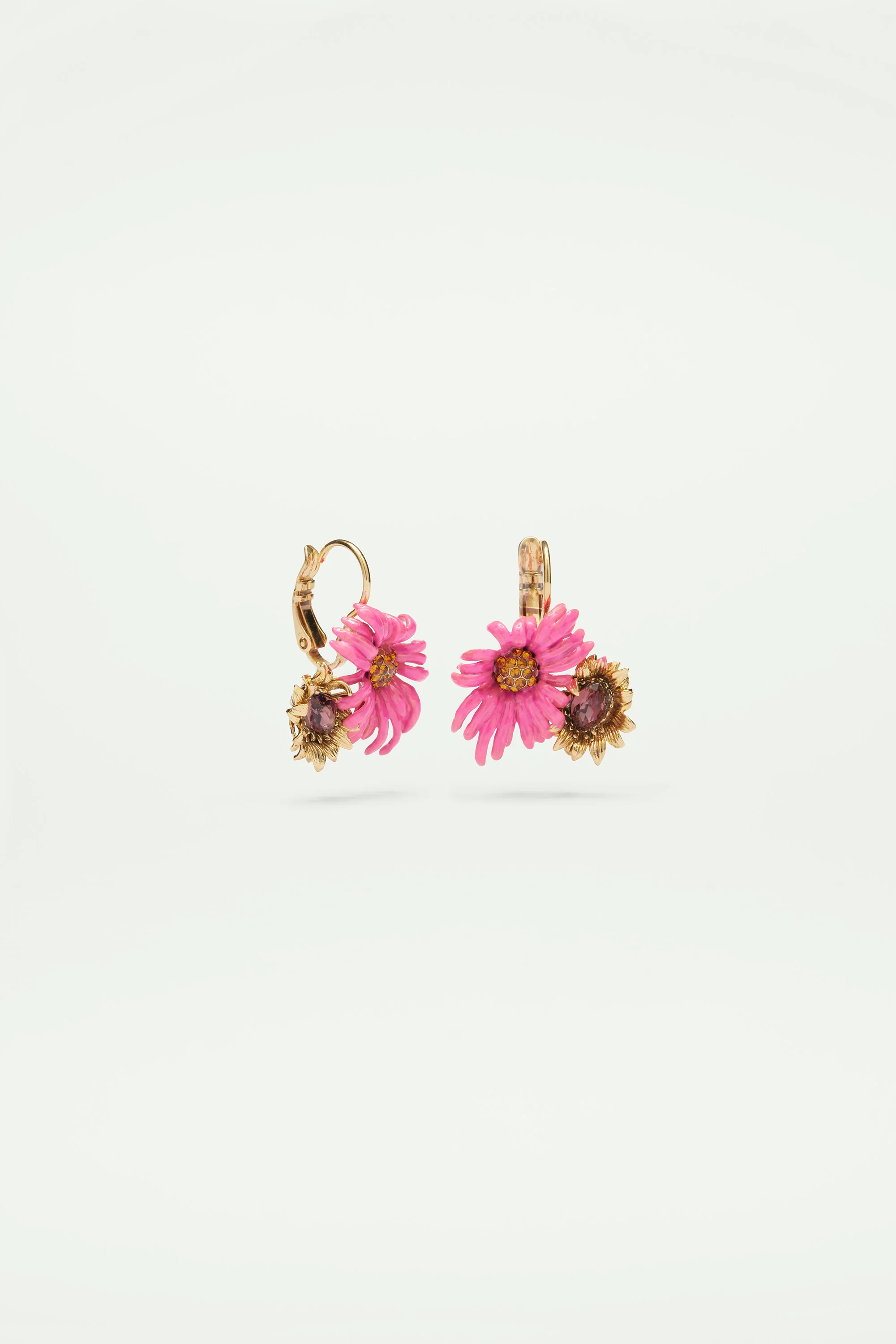 Boucles d'oreilles dormeuses fleur echinacée pourpre - Image 3