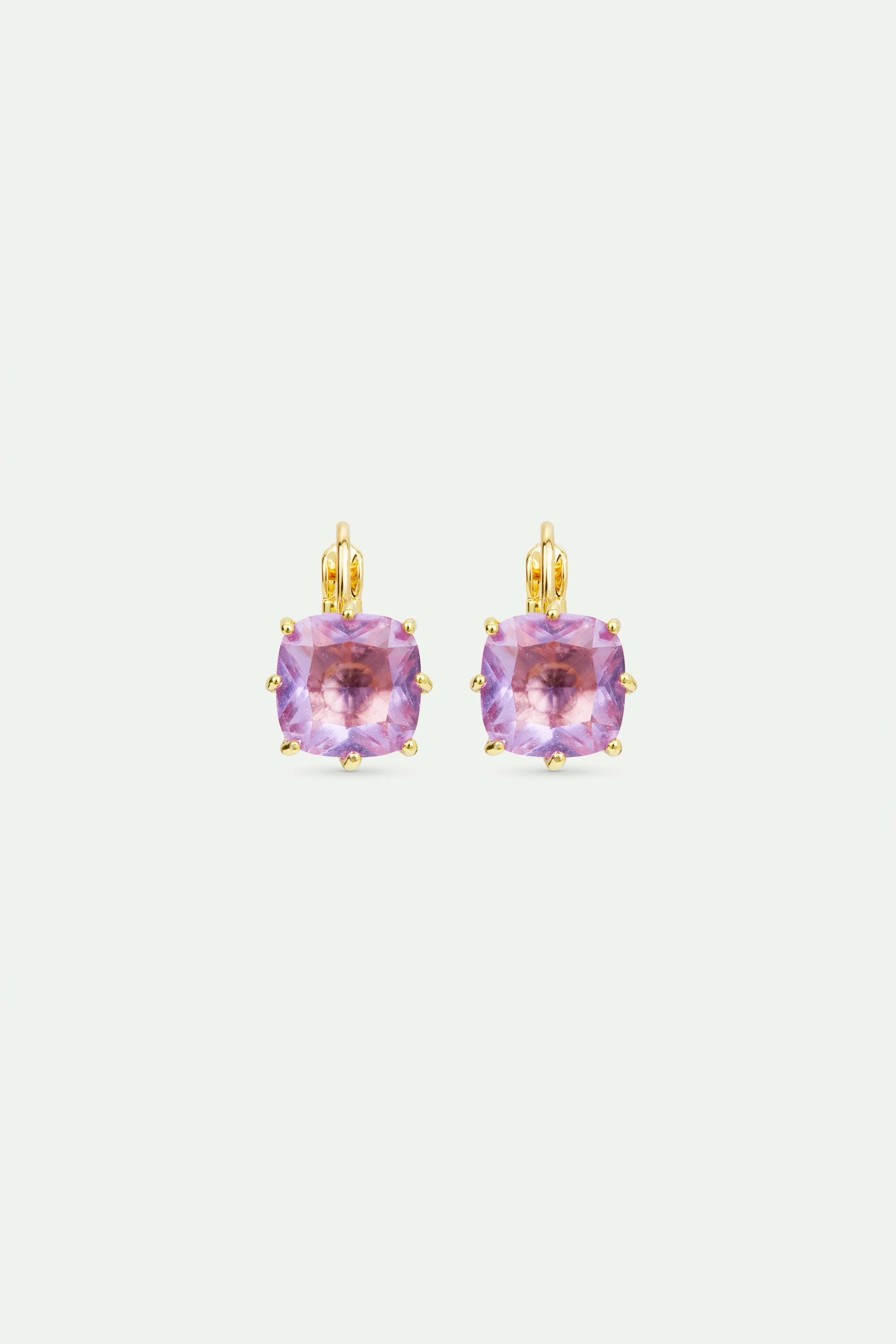 Boucles d'oreilles dormeuses pierre carrée La Diamantine lavande