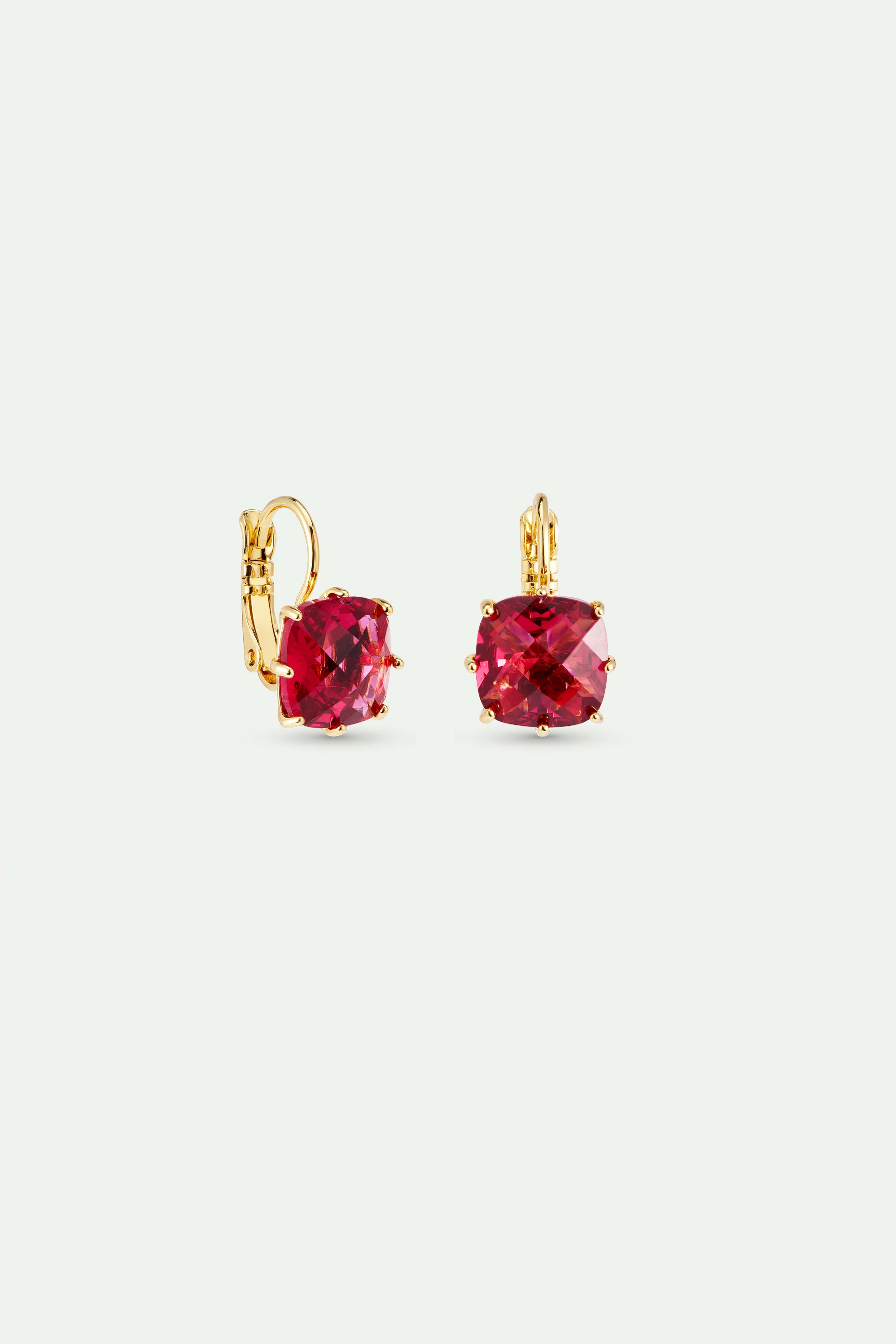 Boucles d'oreilles dormeuses pierre carrée La Diamantine Rosa Centifolia - Image 2
