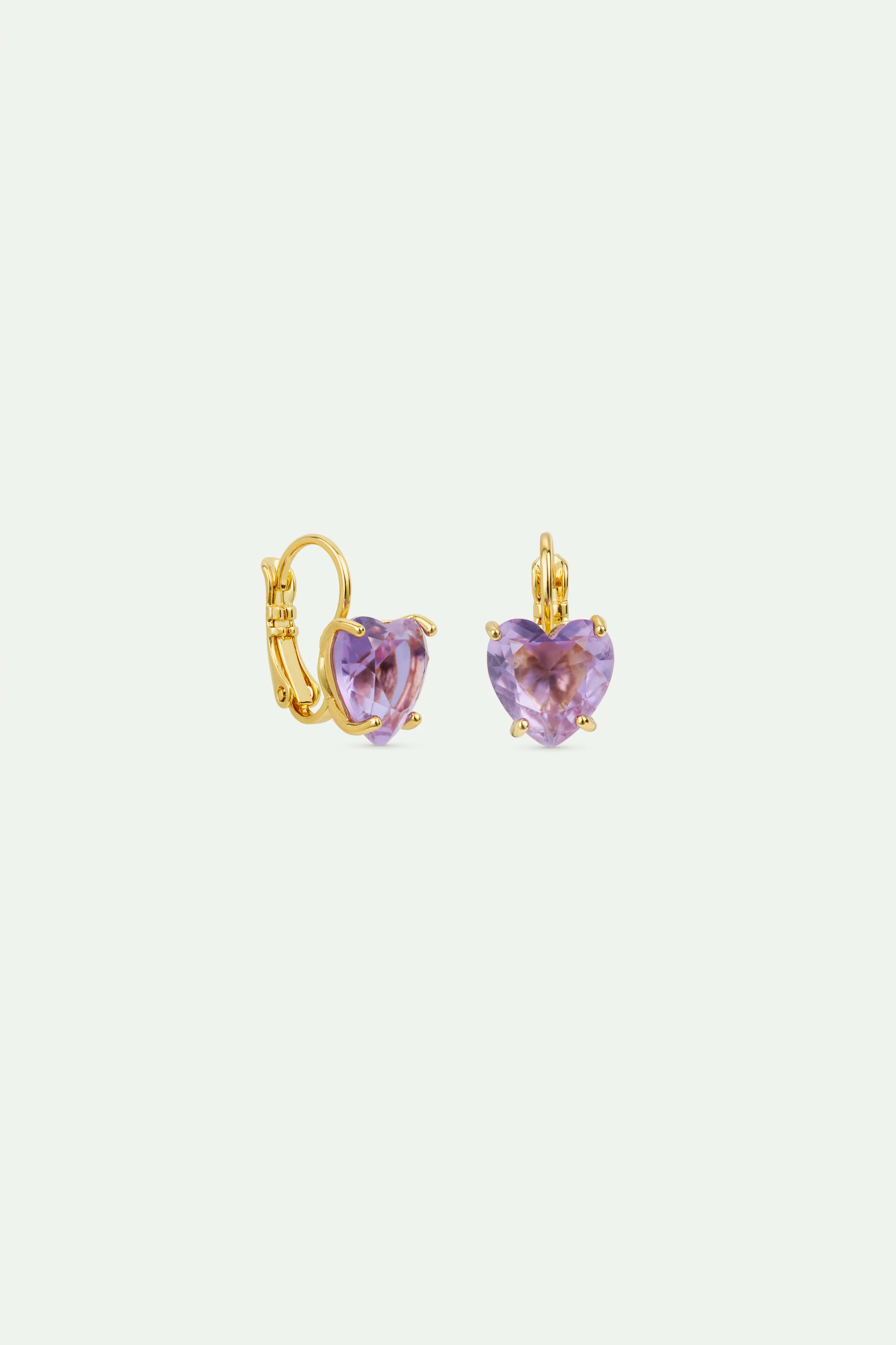 Boucles d'oreilles dormeuses pierre cœur La Diamantine lavande - Image 2