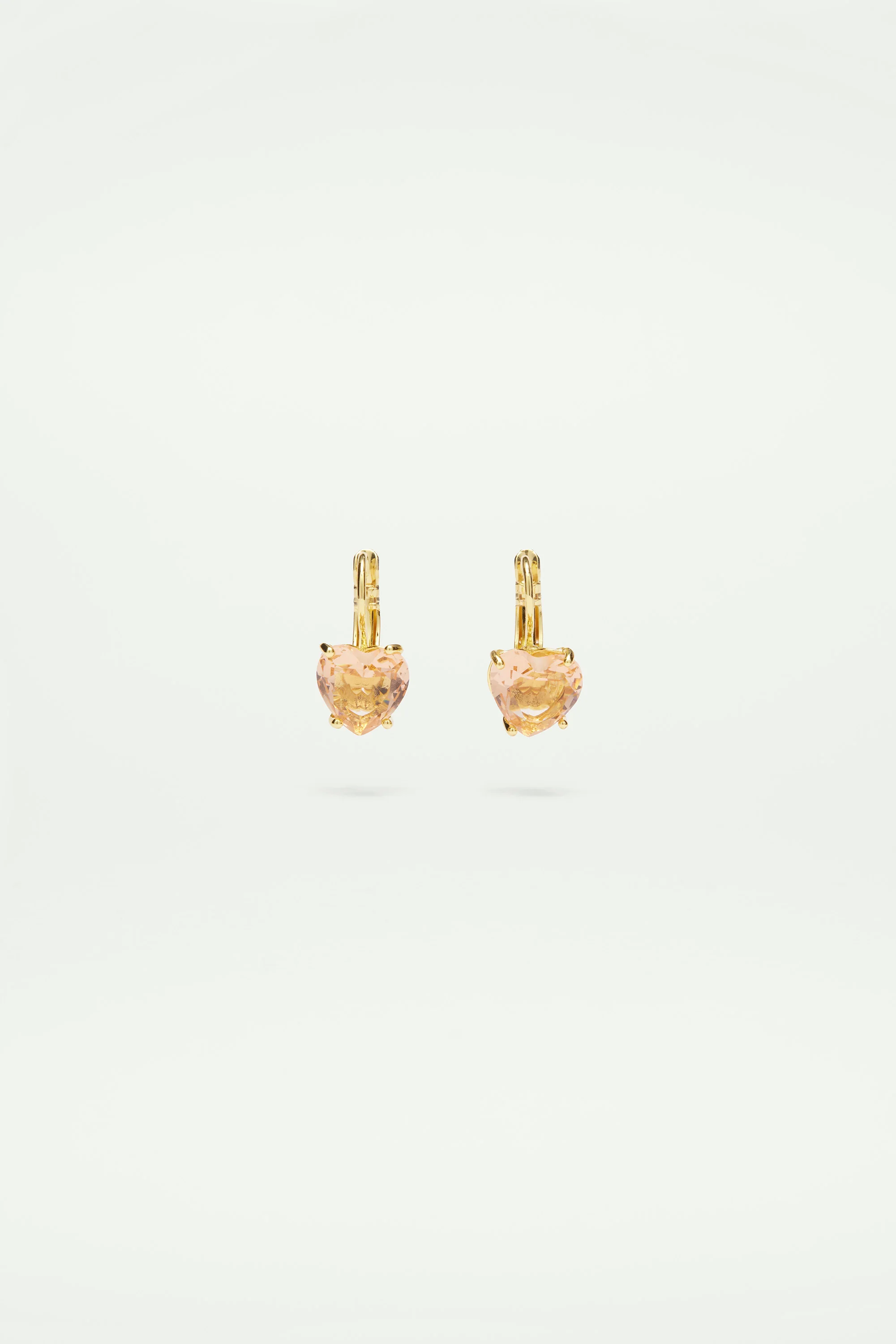 Boucles d'oreilles dormeuses pierre coeur la diamantine rose abricot