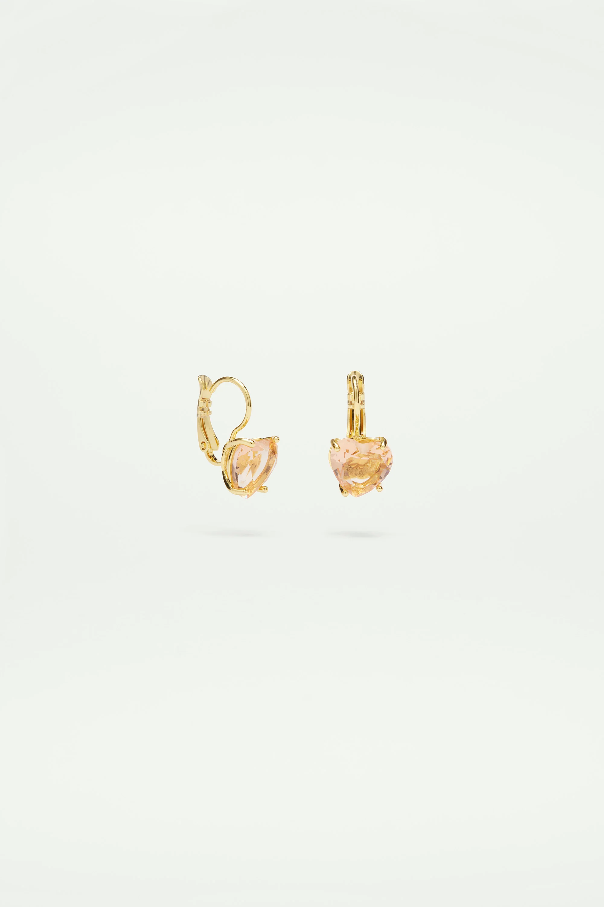 Boucles d'oreilles dormeuses pierre coeur la diamantine rose abricot - Image 3