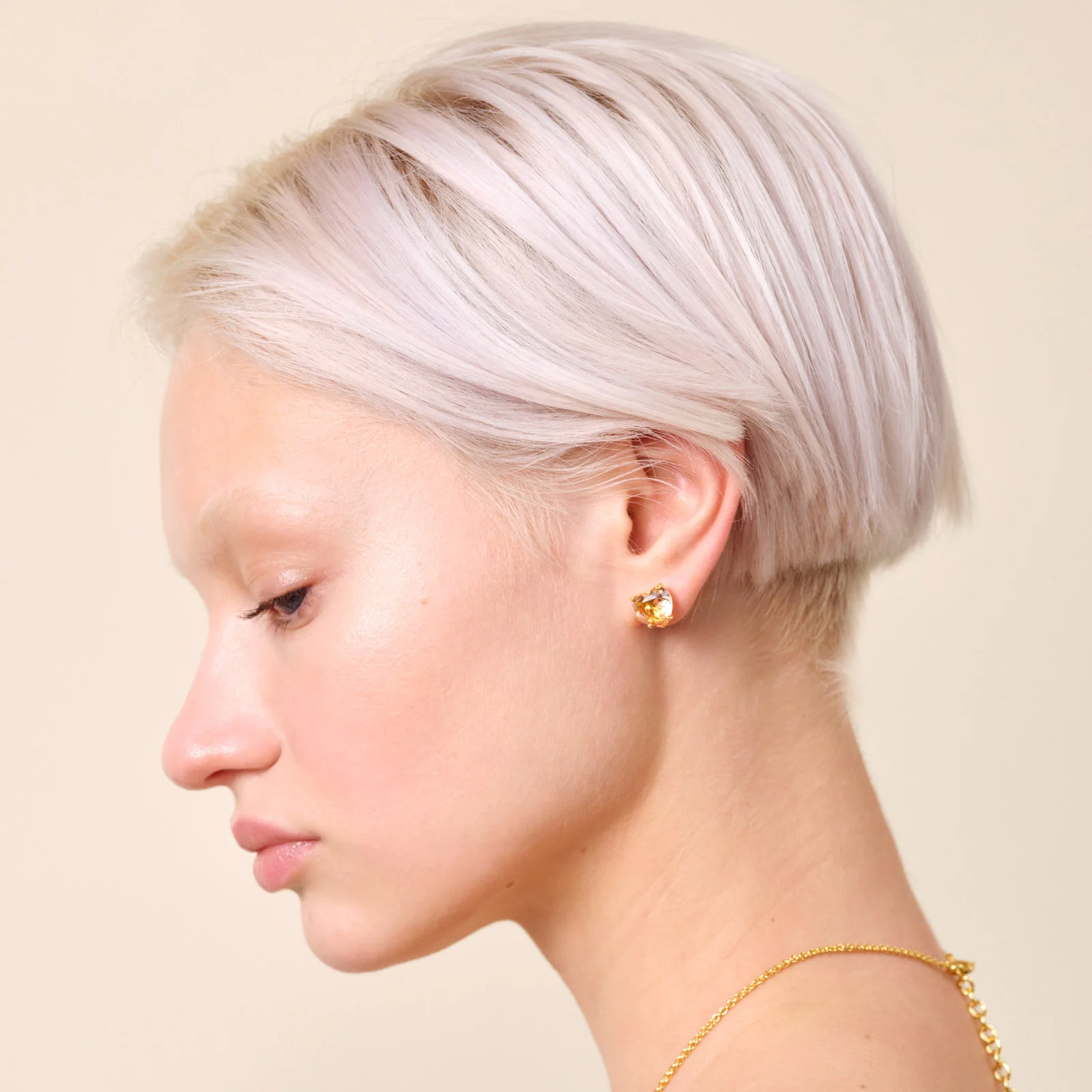 Boucles d'oreilles dormeuses pierre coeur la diamantine rose abricot - Image 4