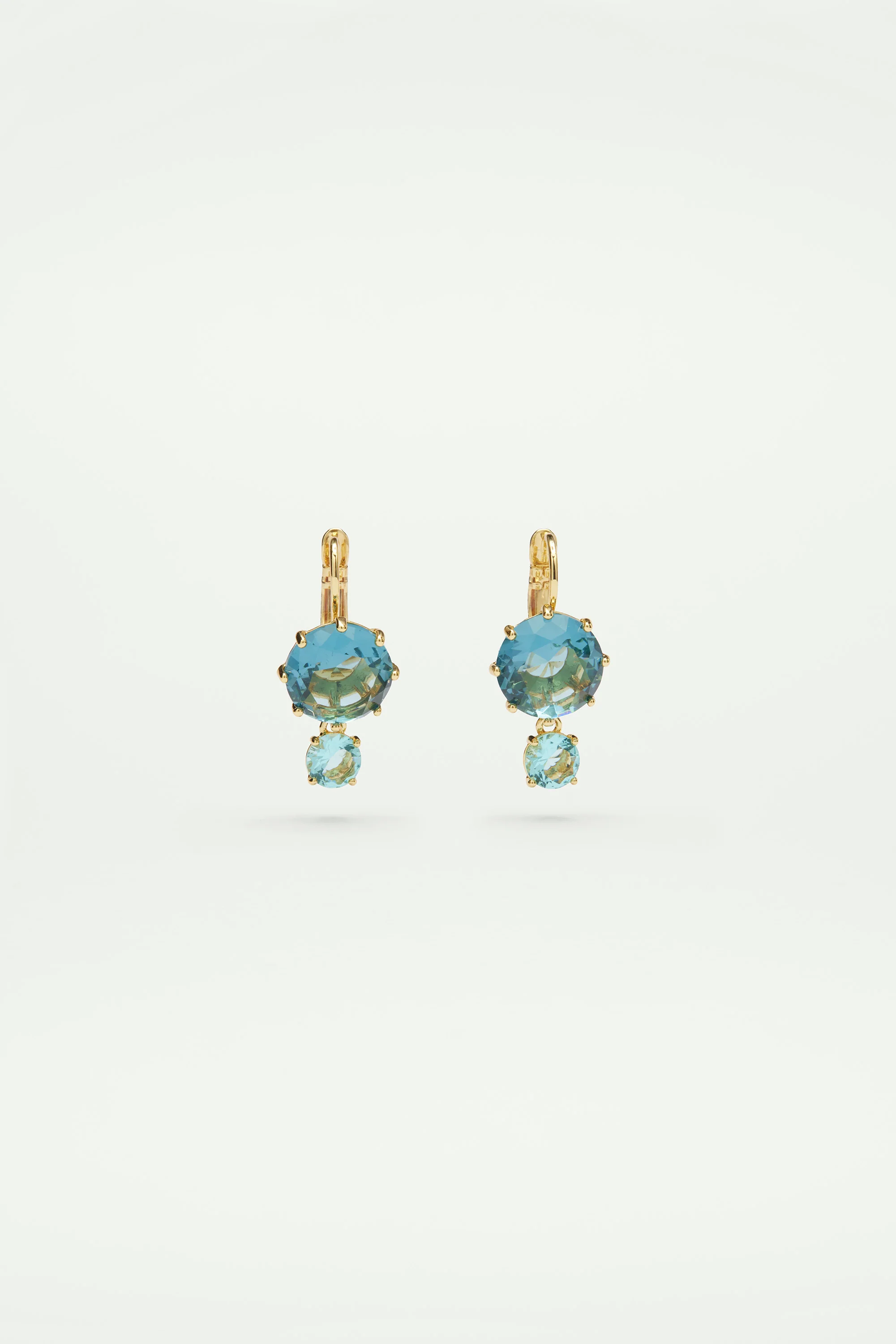 Boucles d'oreilles dormeuses pierres rondes la diamantine acqua azzura