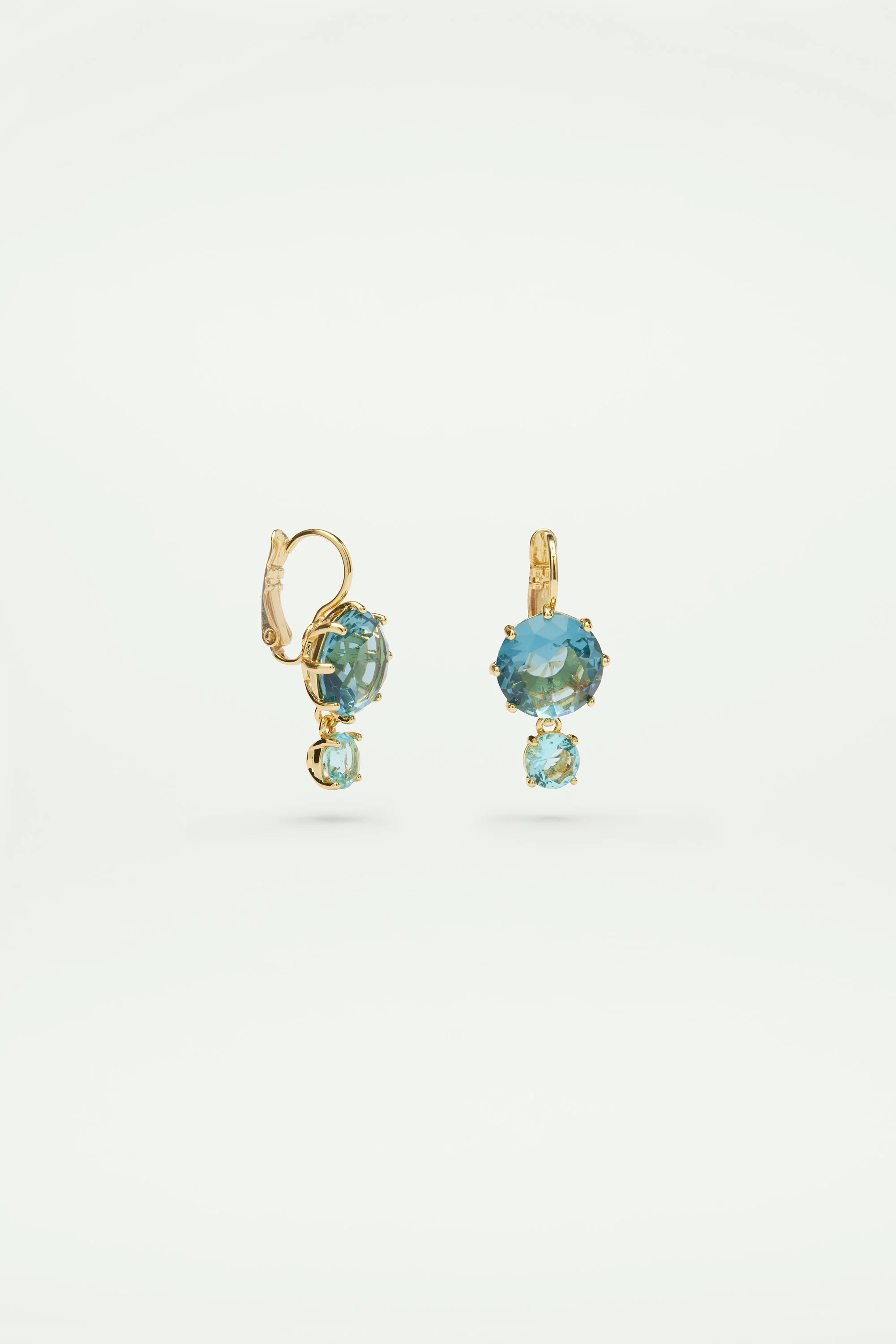 Boucles d'oreilles dormeuses pierres rondes la diamantine acqua azzura - Image 2
