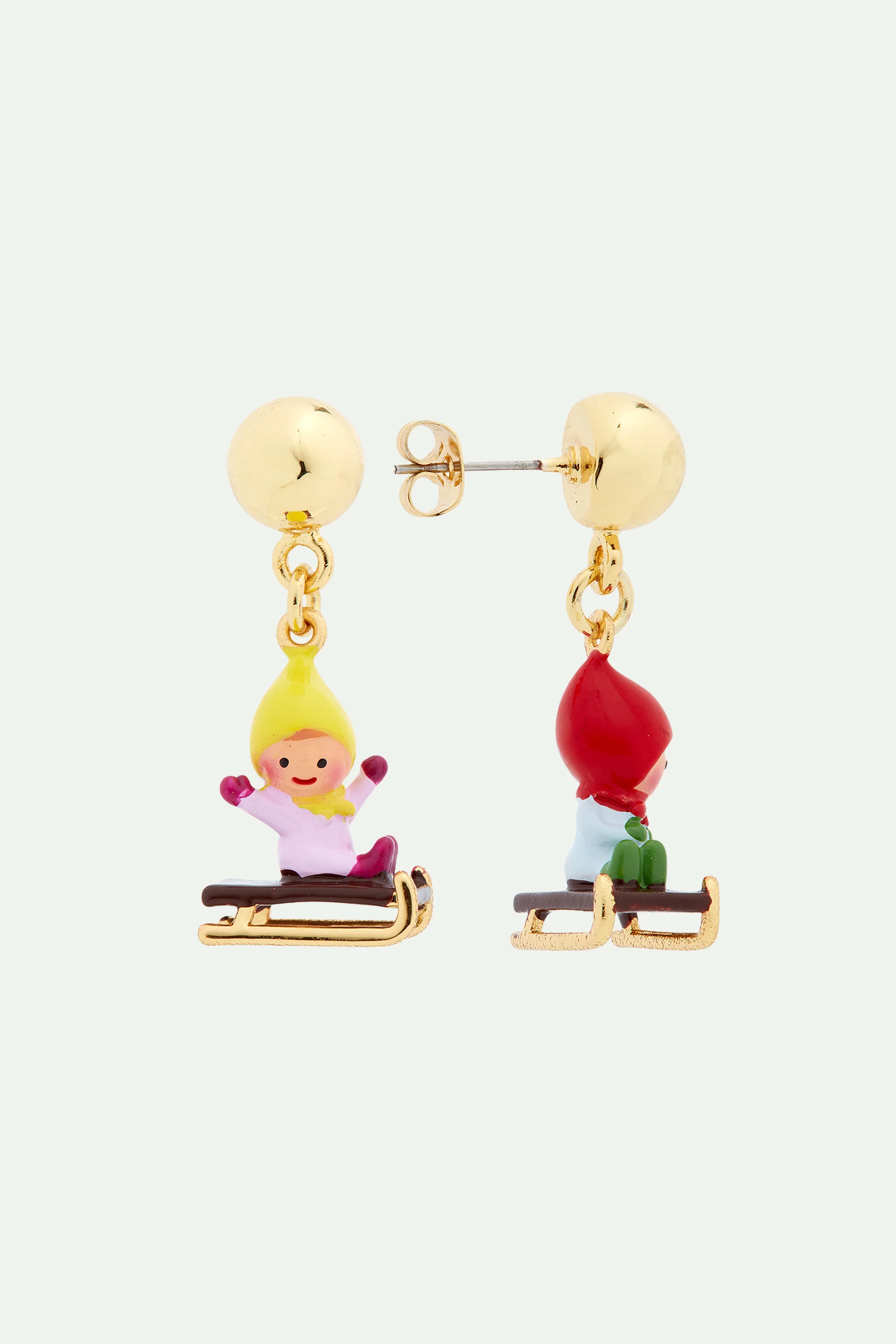 Boucles d'oreilles enfant nains en luge - Image 2