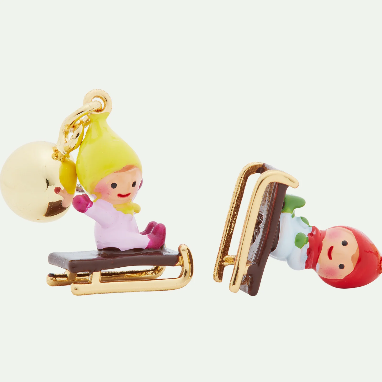 Boucles d'oreilles enfant nains en luge - Image 3