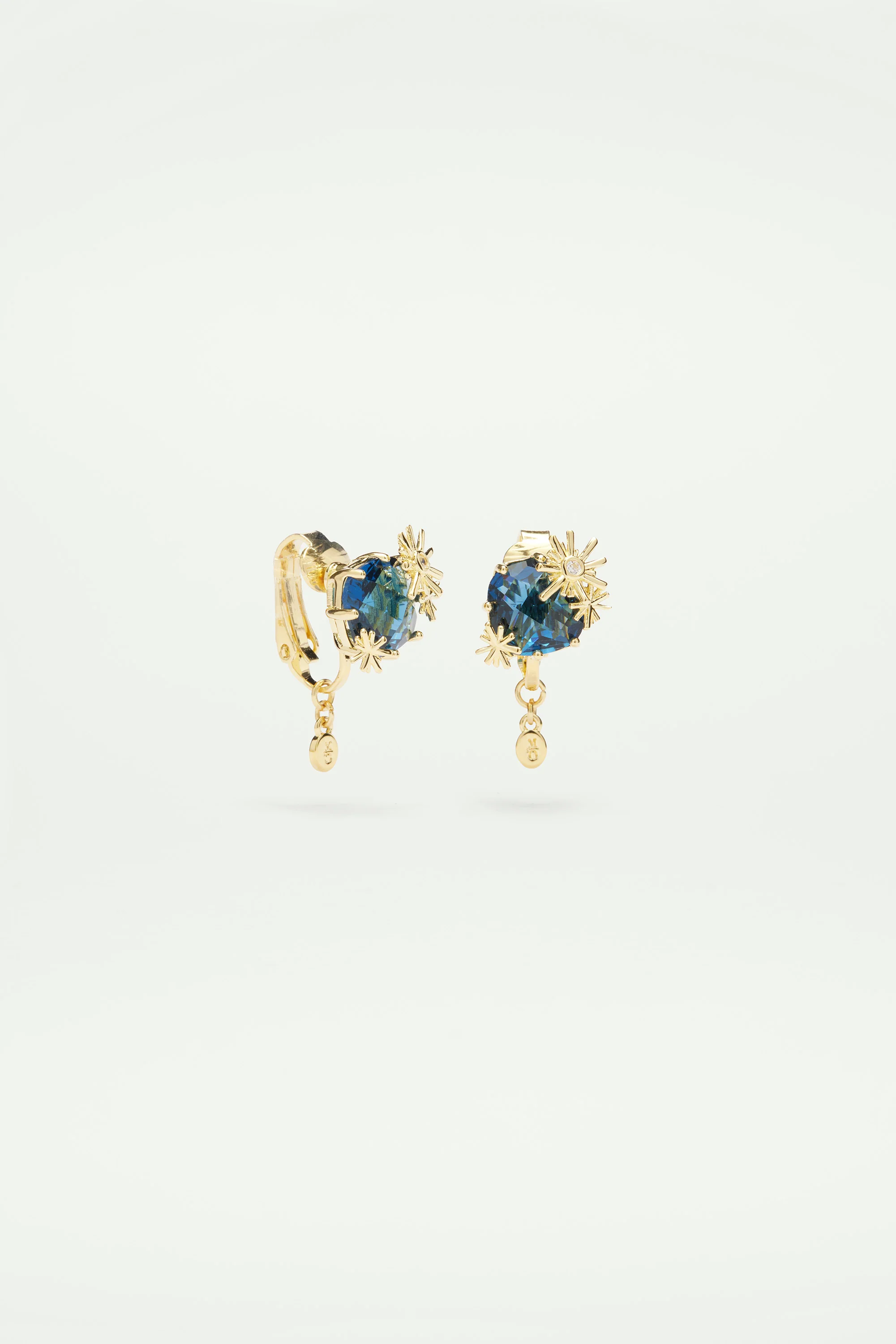 Boucles d'oreilles étoiles dorées et pierre carrée - Image 5