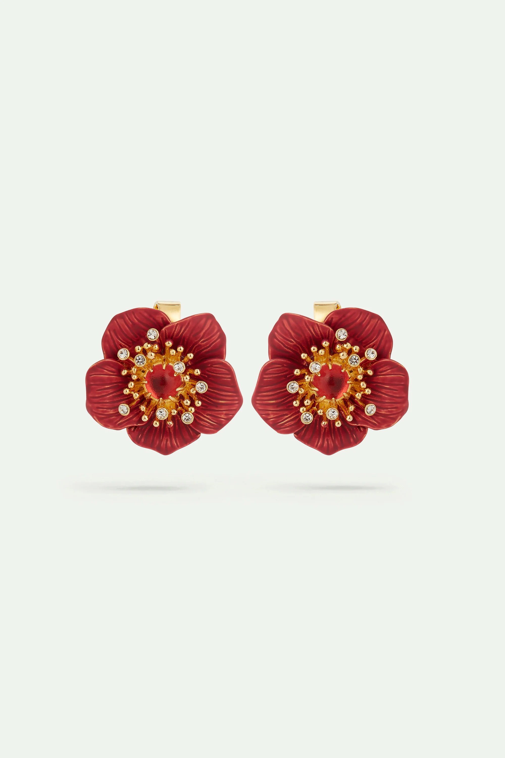 Boucles d'oreilles fleur d'hellébore rouge de Noël - Image 5
