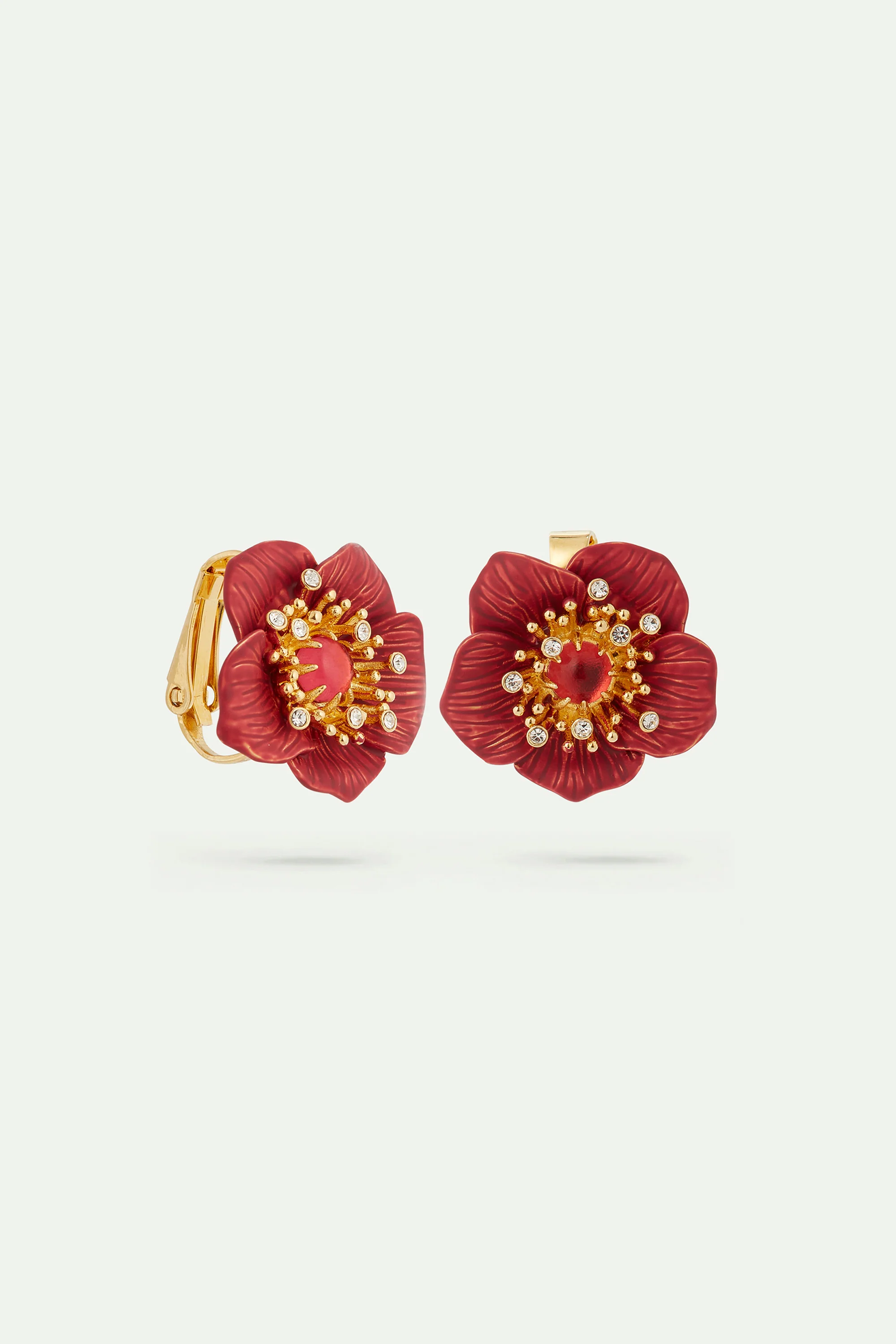 Boucles d'oreilles fleur d'hellébore rouge de Noël - Image 6