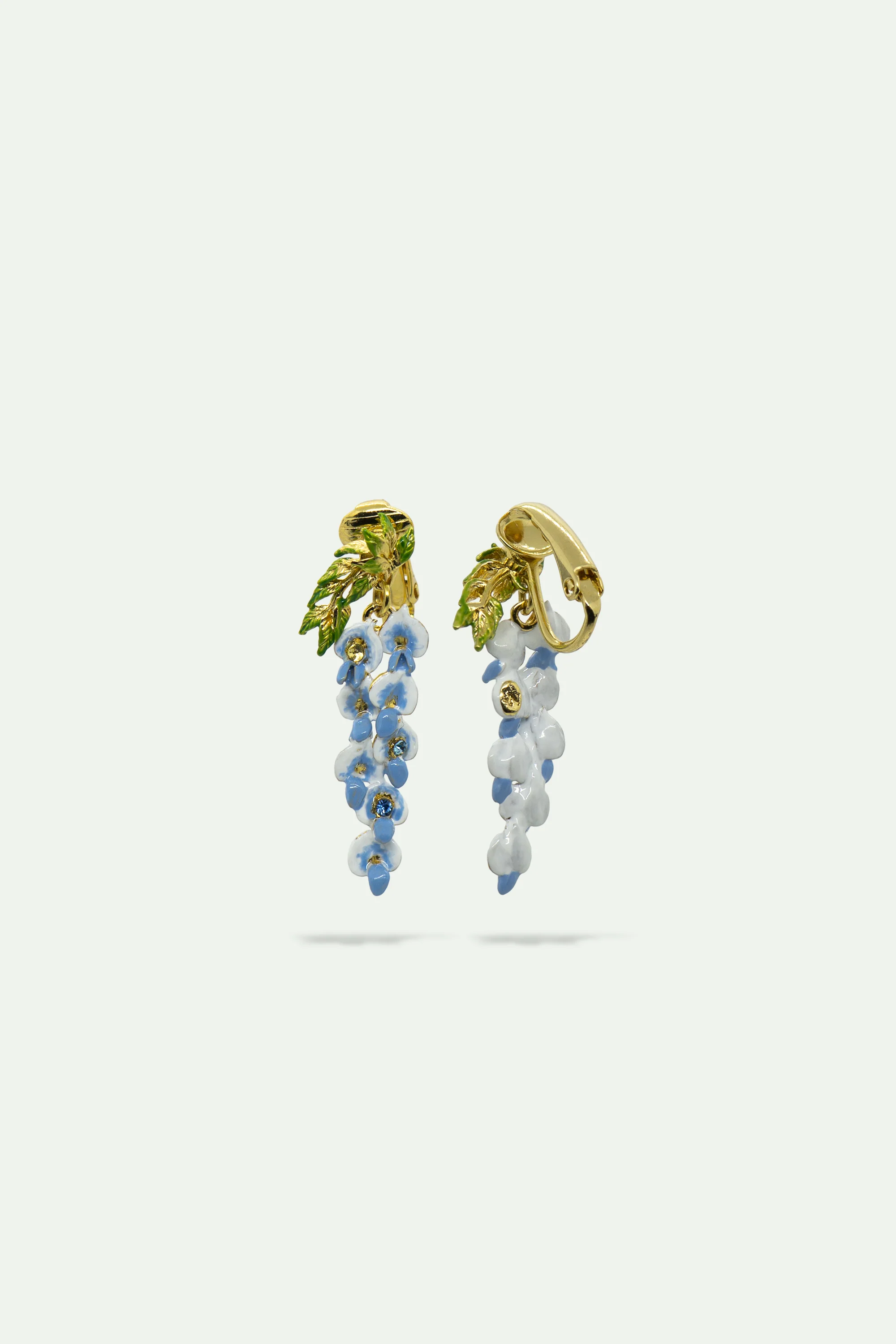 Boucles d'oreilles fleurs de glycines et cristaux - Image 3