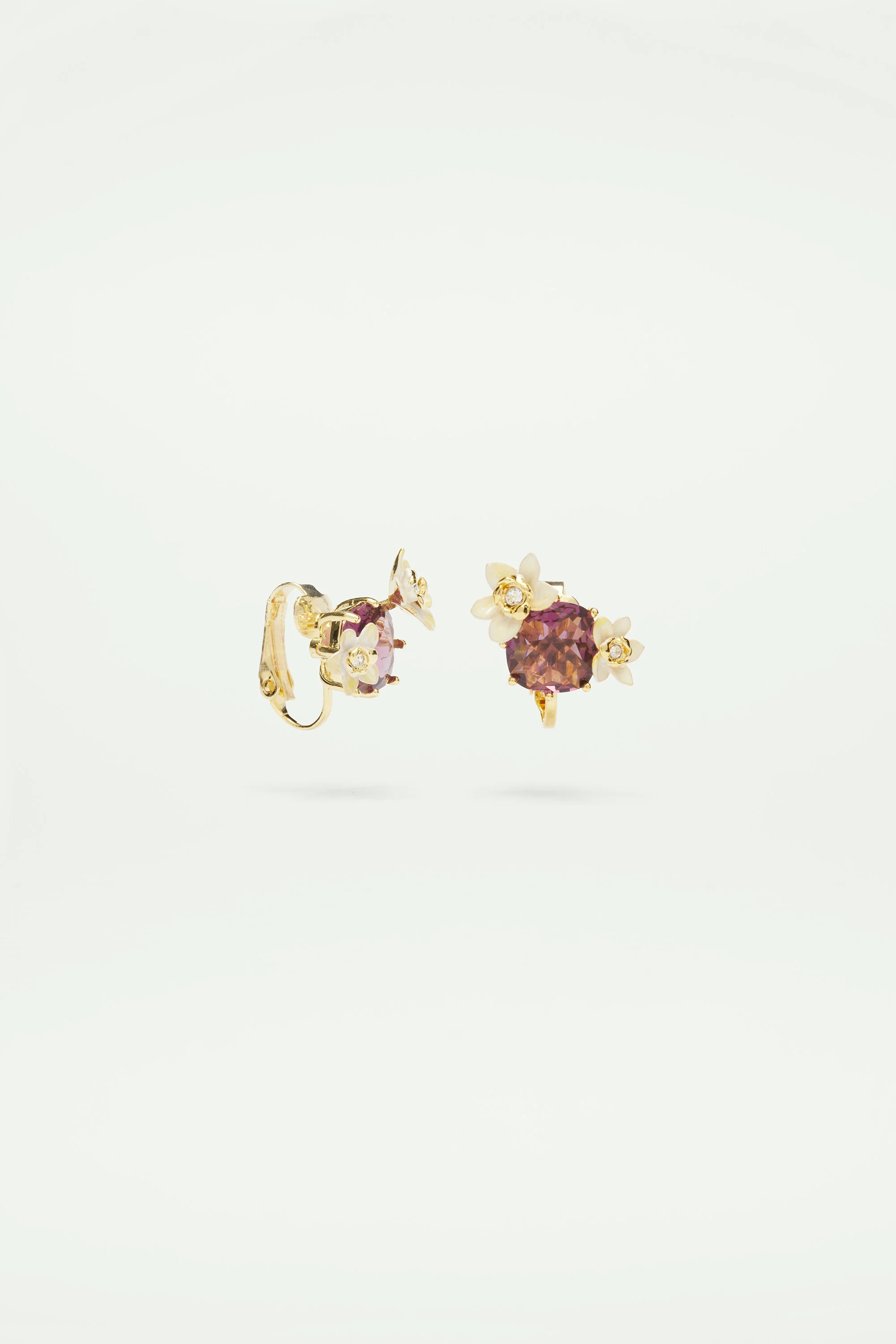 Boucles d'oreilles Fleurs de vanille et verre facetté - Image 3