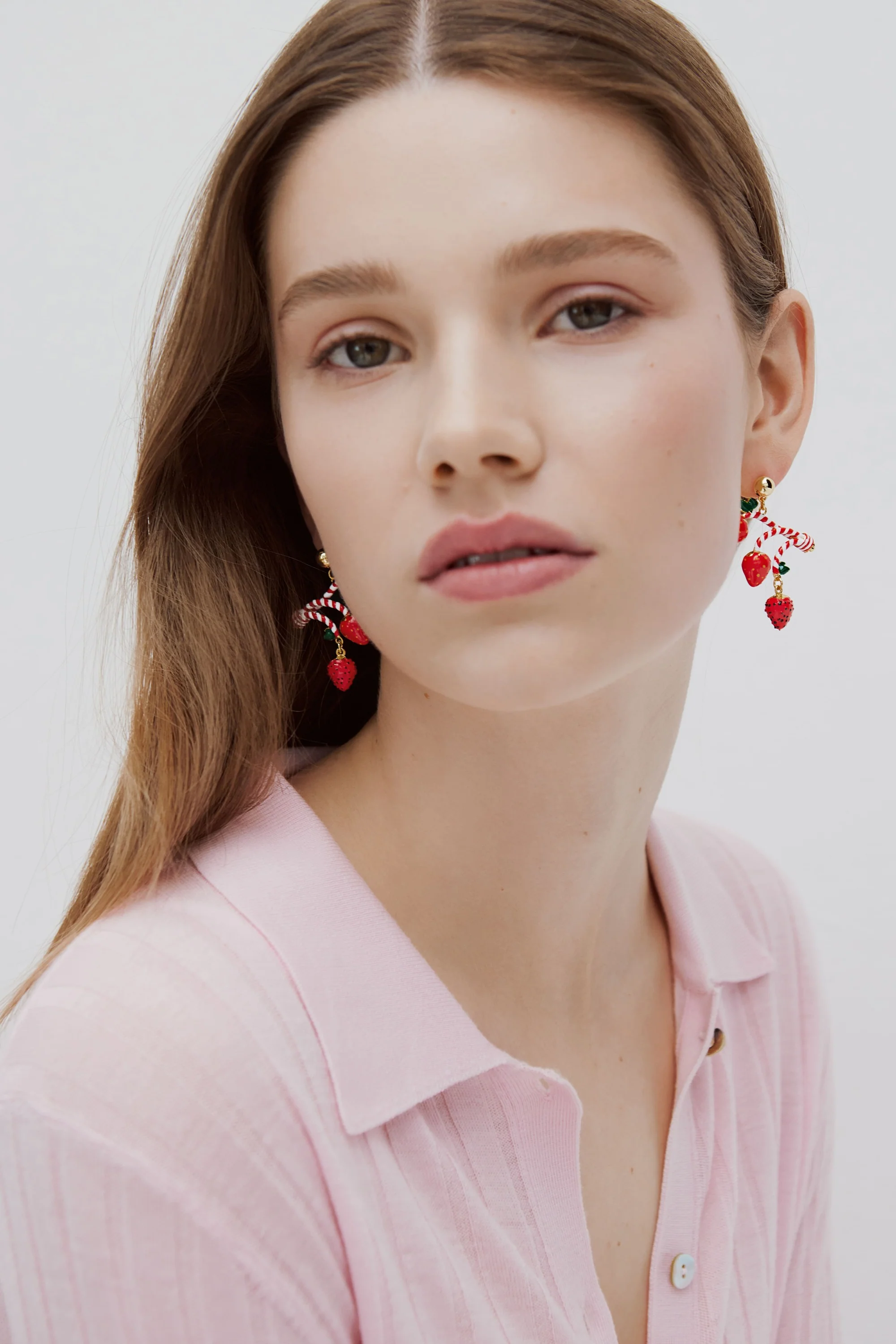 Boucles d'oreilles fraise et sucre d'orge - Image 2