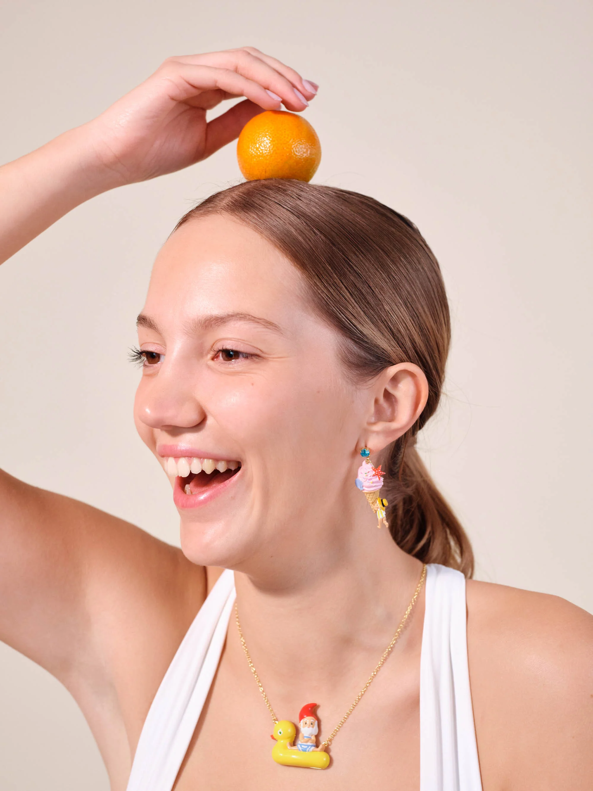 Boucles d'oreilles glace Ă l'italienne, coquillage et nain de jardin - Image 2