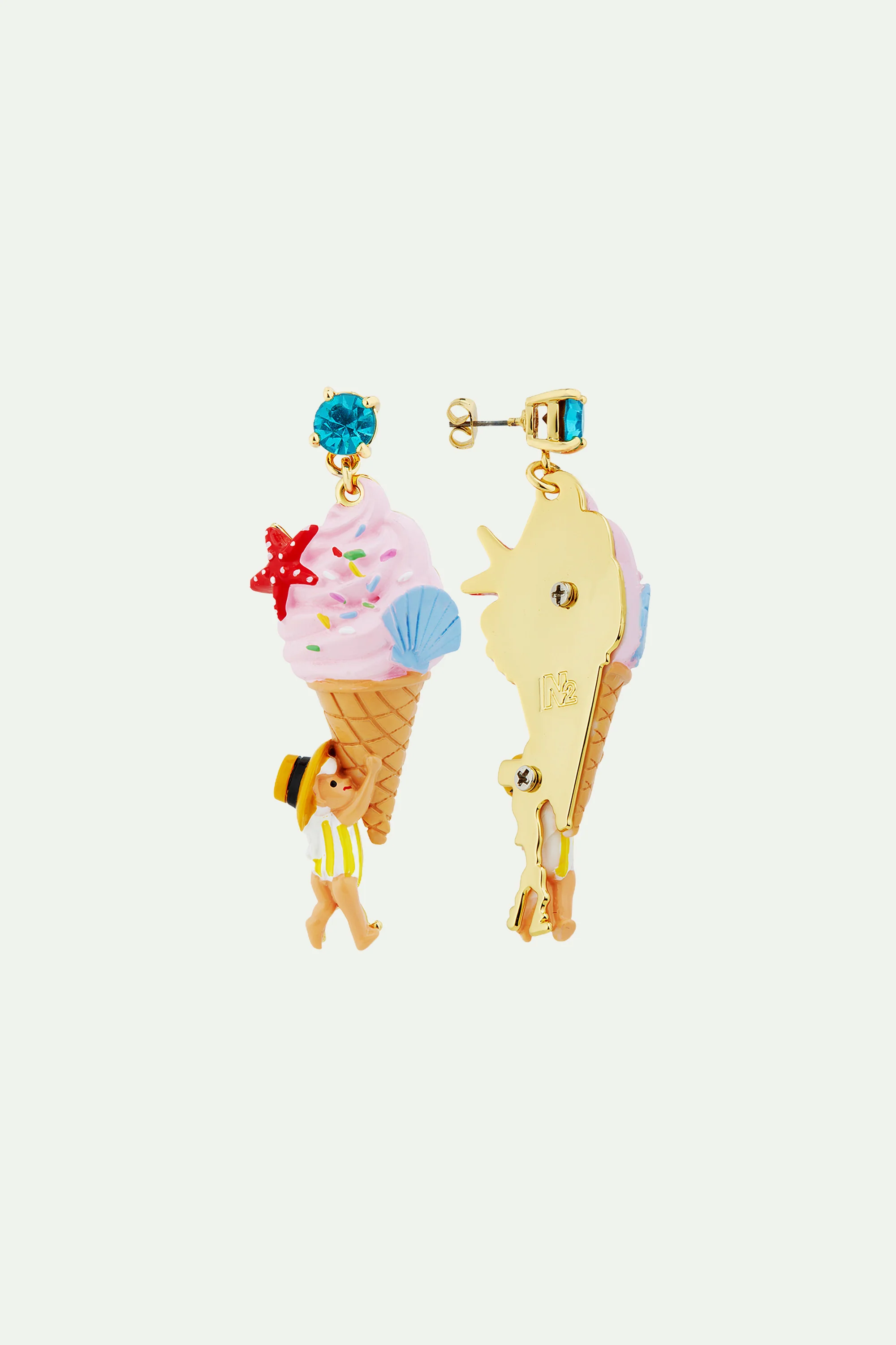 Boucles d'oreilles glace Ă l'italienne, coquillage et nain de jardin - Image 3
