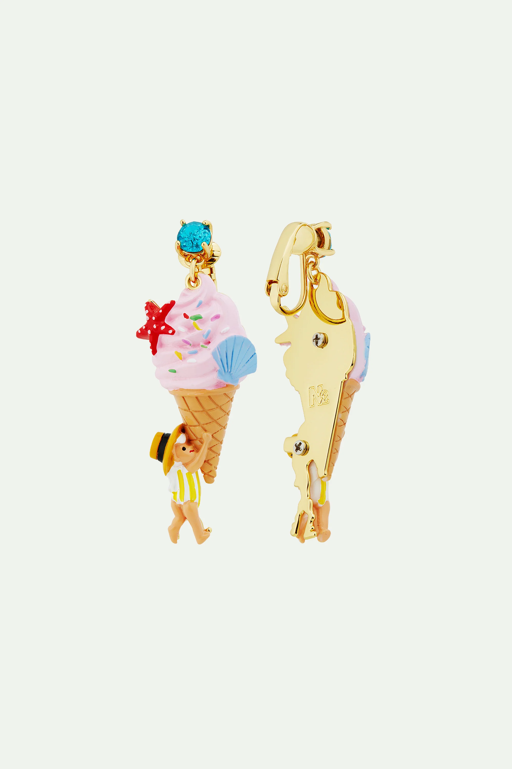 Boucles d'oreilles glace Ă l'italienne, coquillage et nain de jardin - Image 5