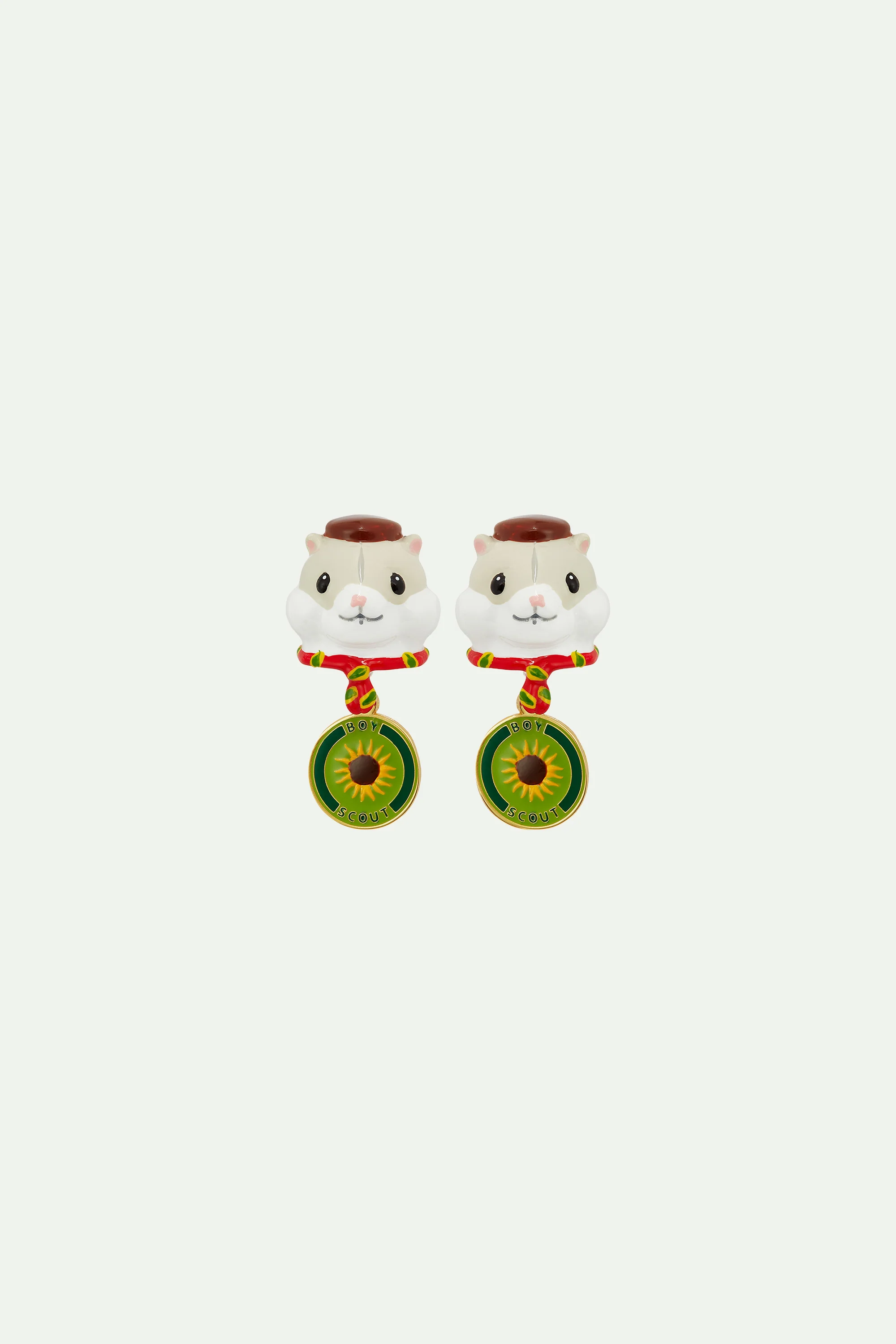 Boucles d'oreilles hamster scout et badge tournesol