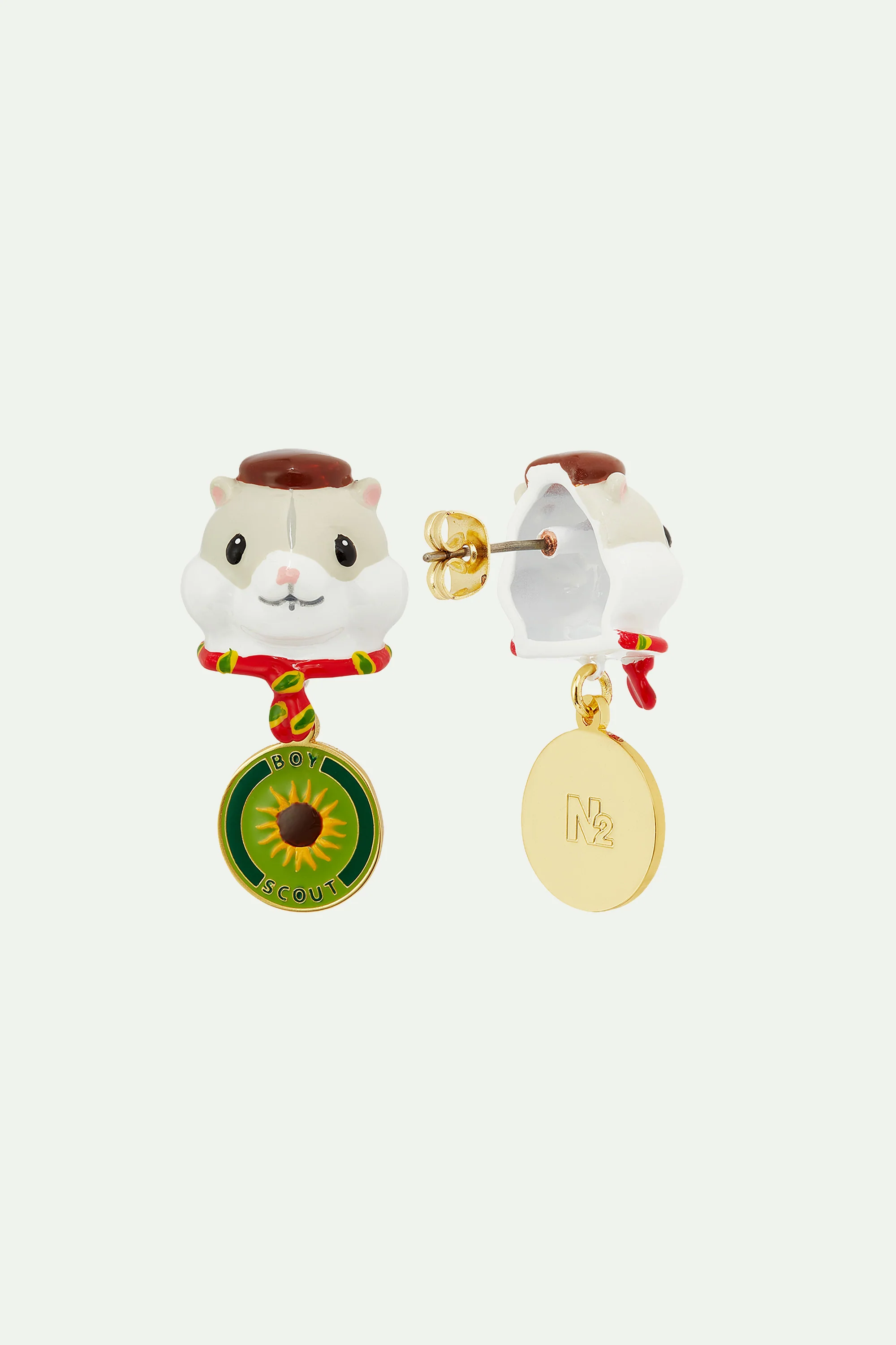 Boucles d'oreilles hamster scout et badge tournesol - Image 3