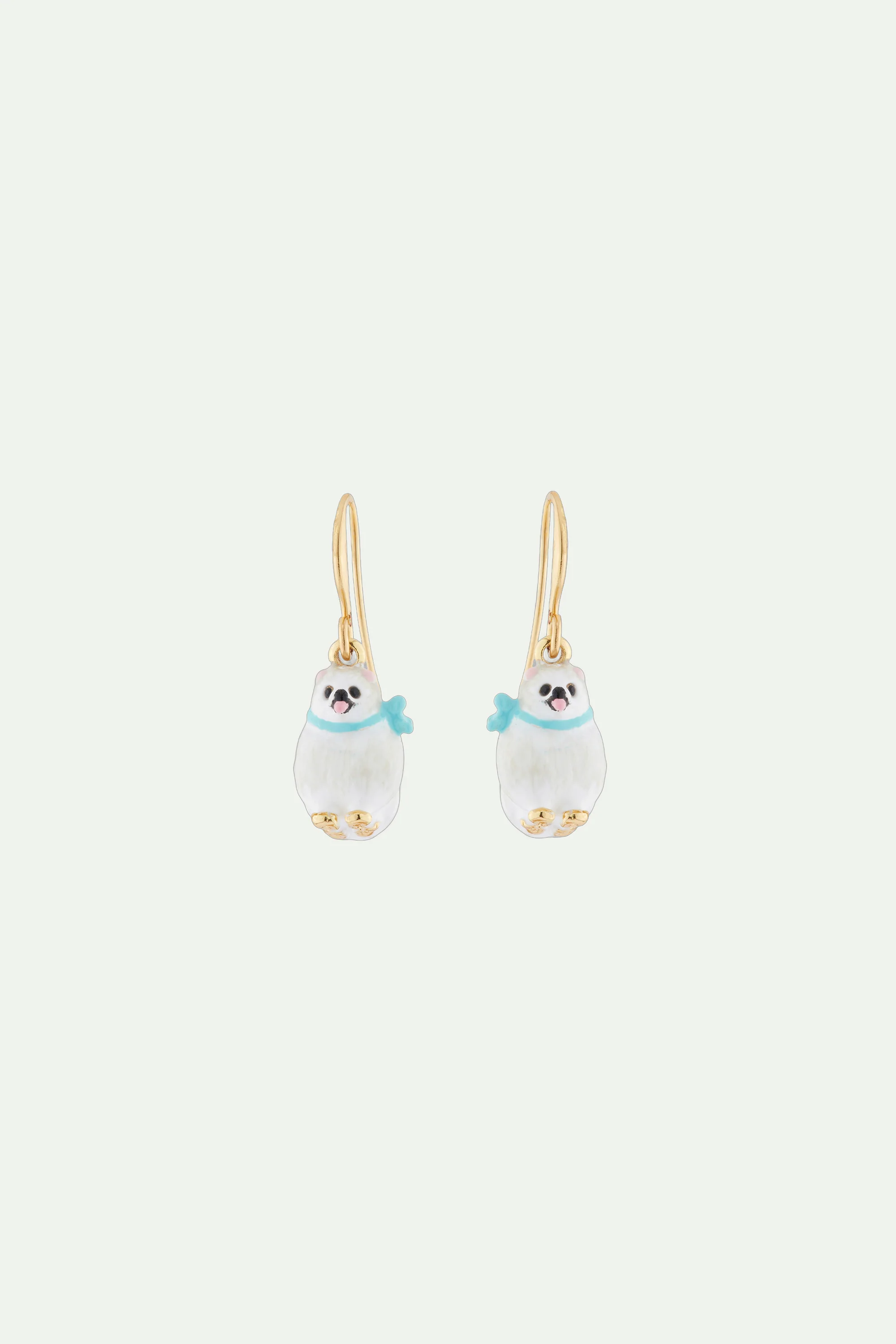 Boucles d'oreilles hook poméranien blanc