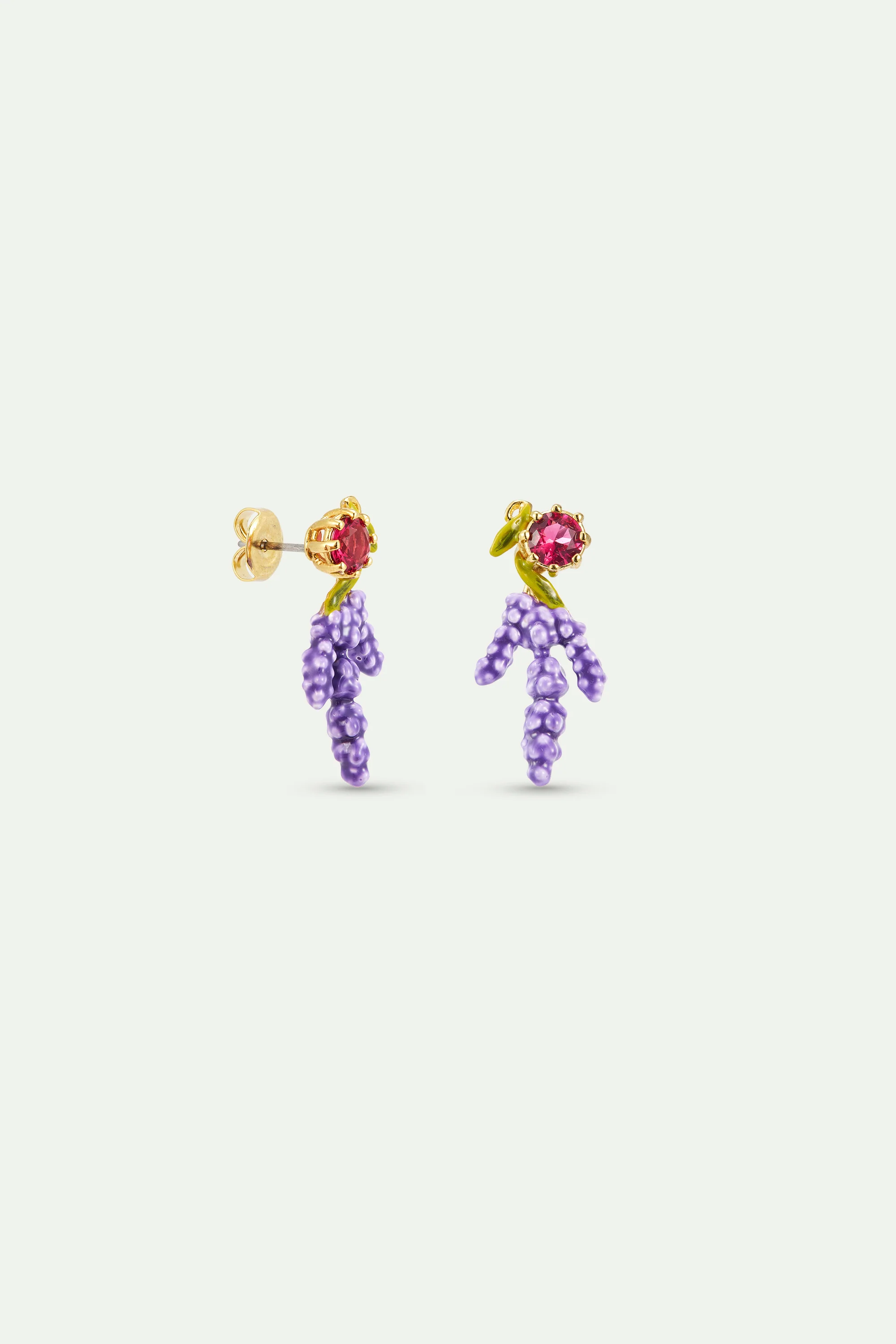 Boucles d'oreilles lavande et pierre rose - Image 2