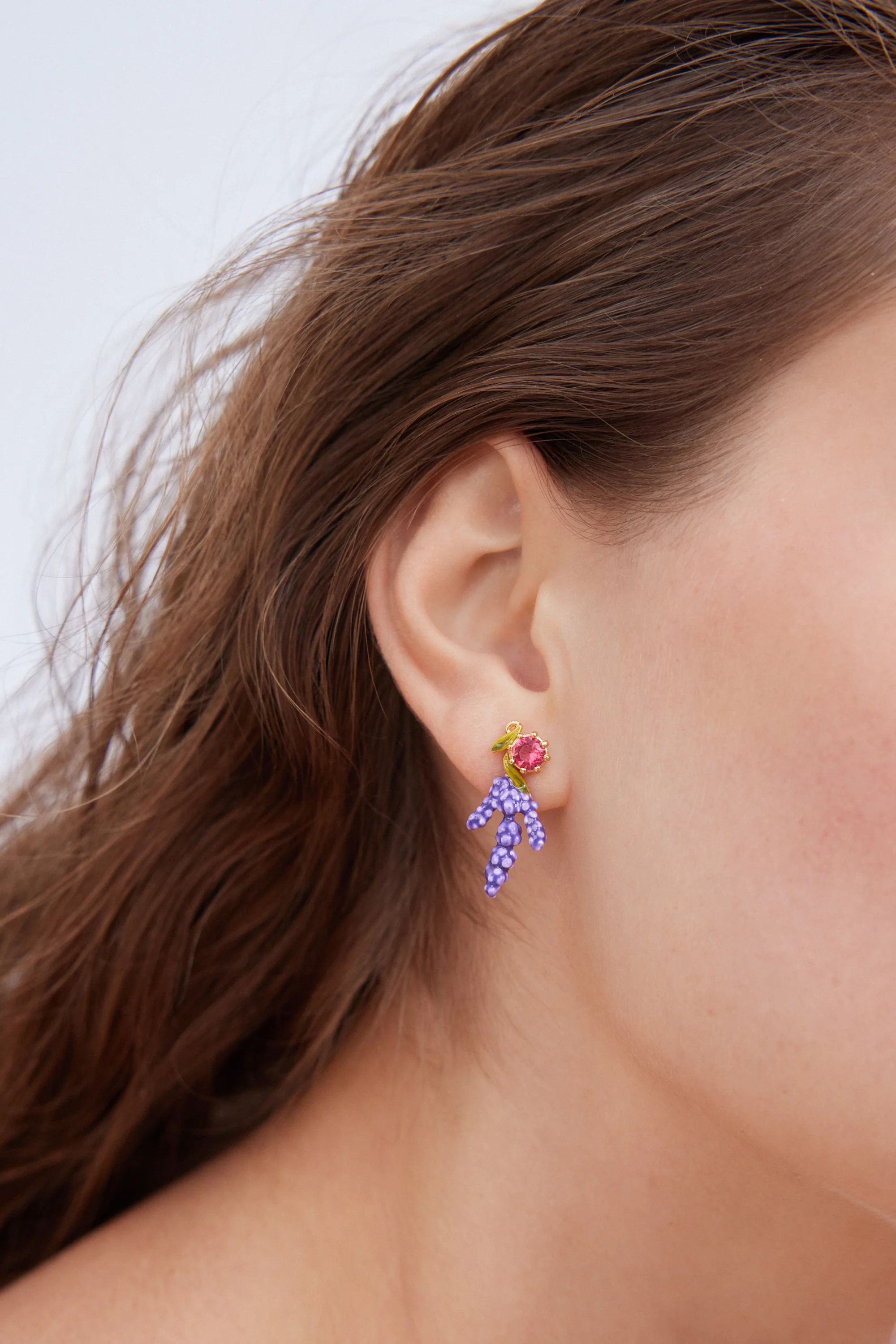 Boucles d'oreilles lavande et pierre rose - Image 3