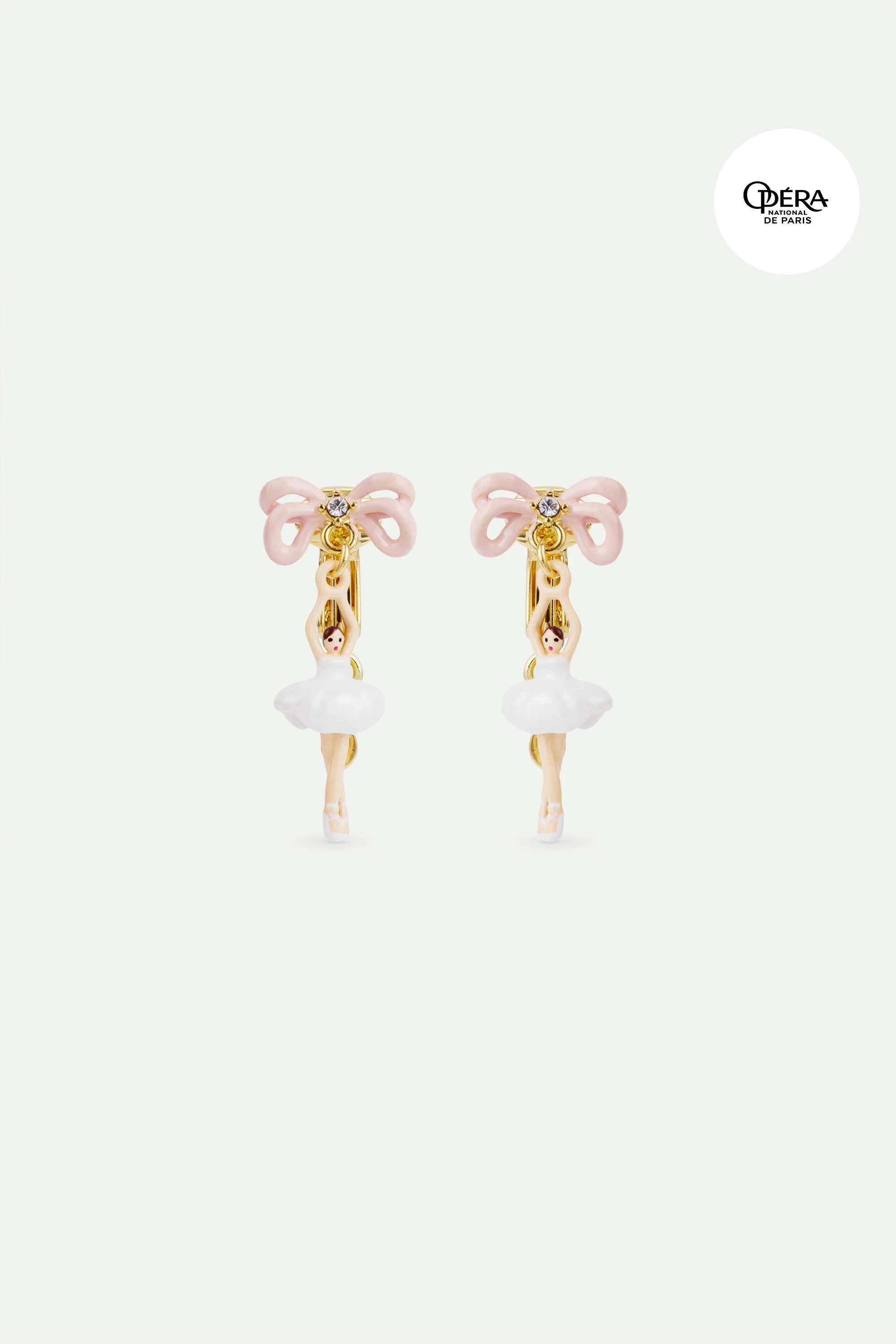 Boucles d'oreilles mini Ballerine en tutu blanc et nœud rose - Image 4