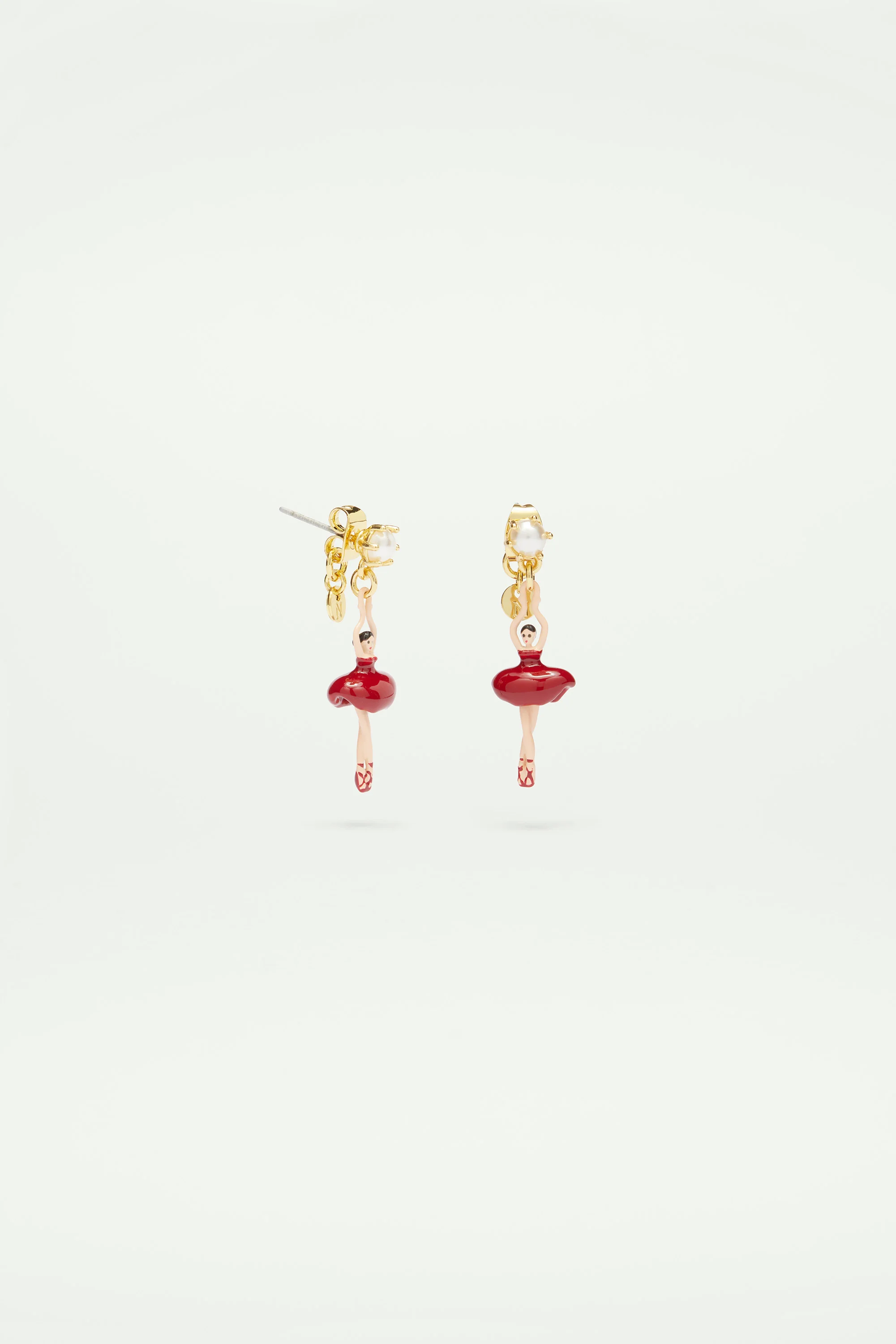 Boucles d'oreilles mini ballerine en tutu rouge - Image 2