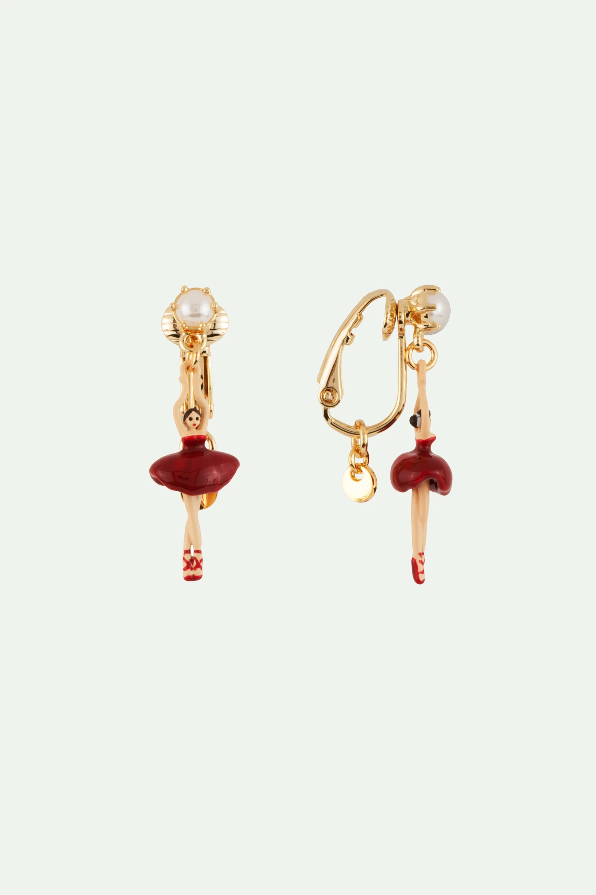 Boucles d'oreilles mini ballerine en tutu rouge - Image 3