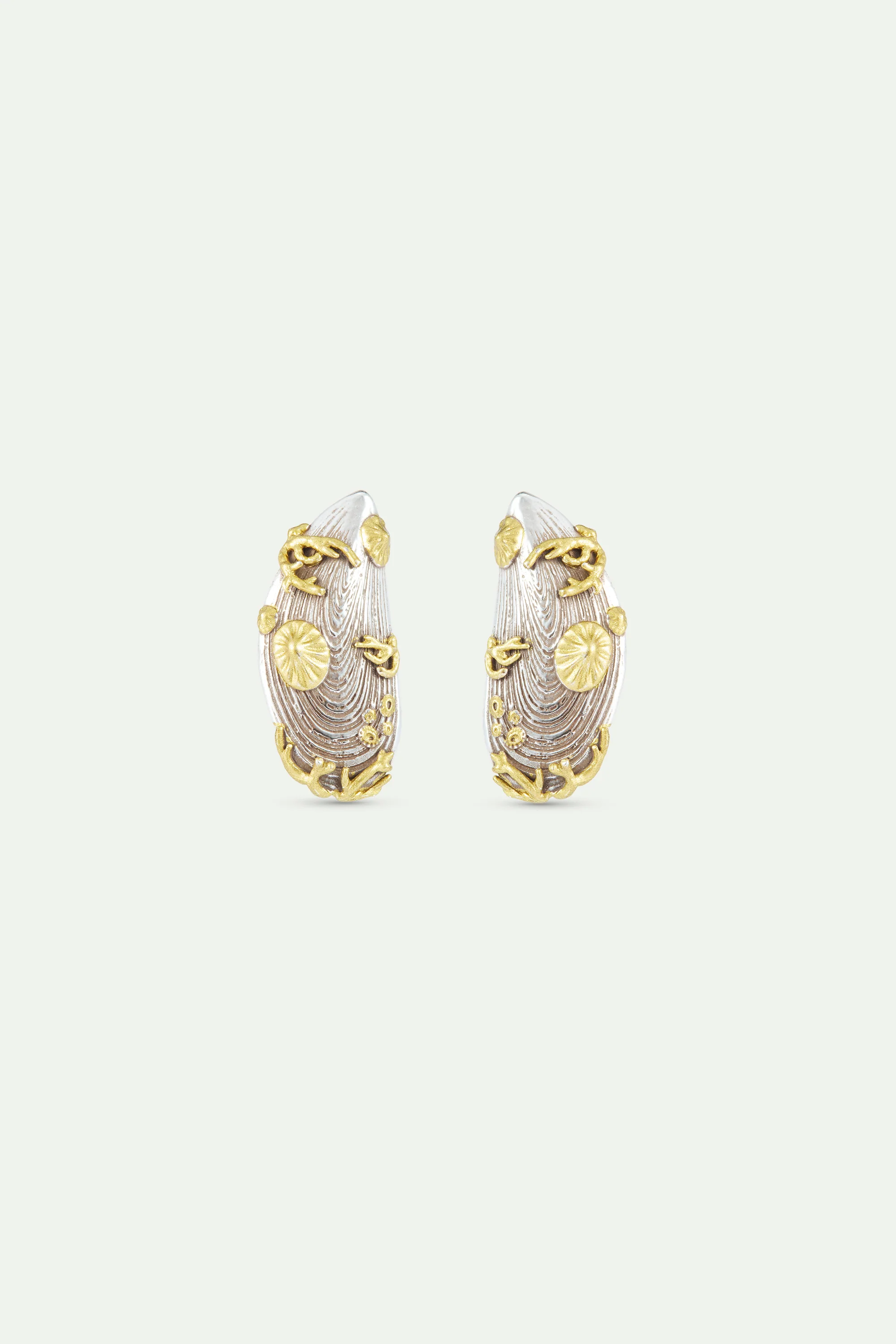 Boucles d'oreilles moule argentée et dorée