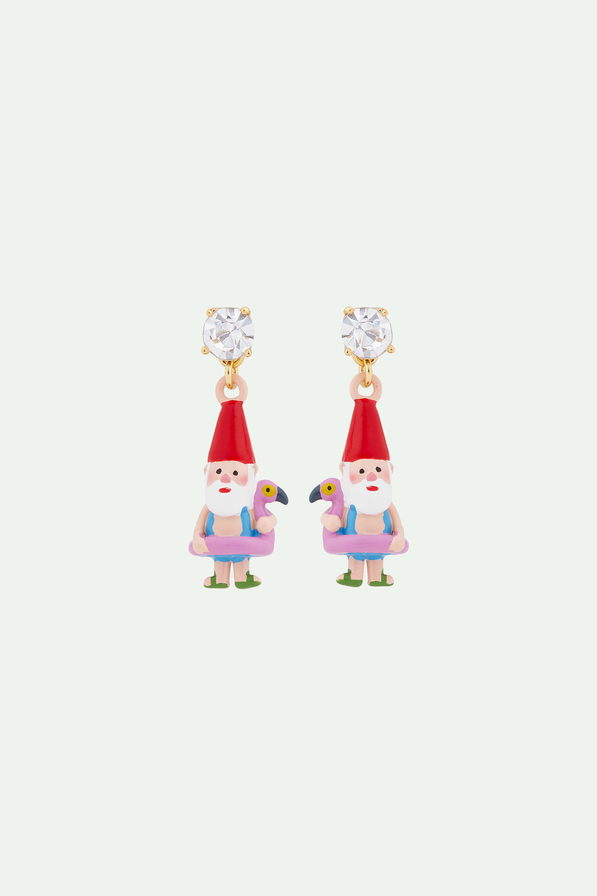 Boucles d'oreilles nain de jardin et bouée flamant rose