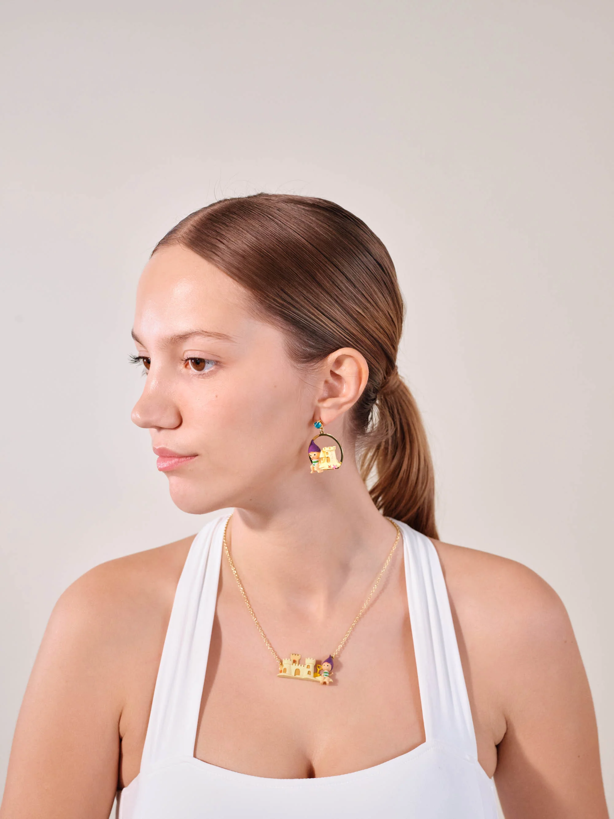 Boucles d'oreilles nain de jardin et château de sable - Image 2