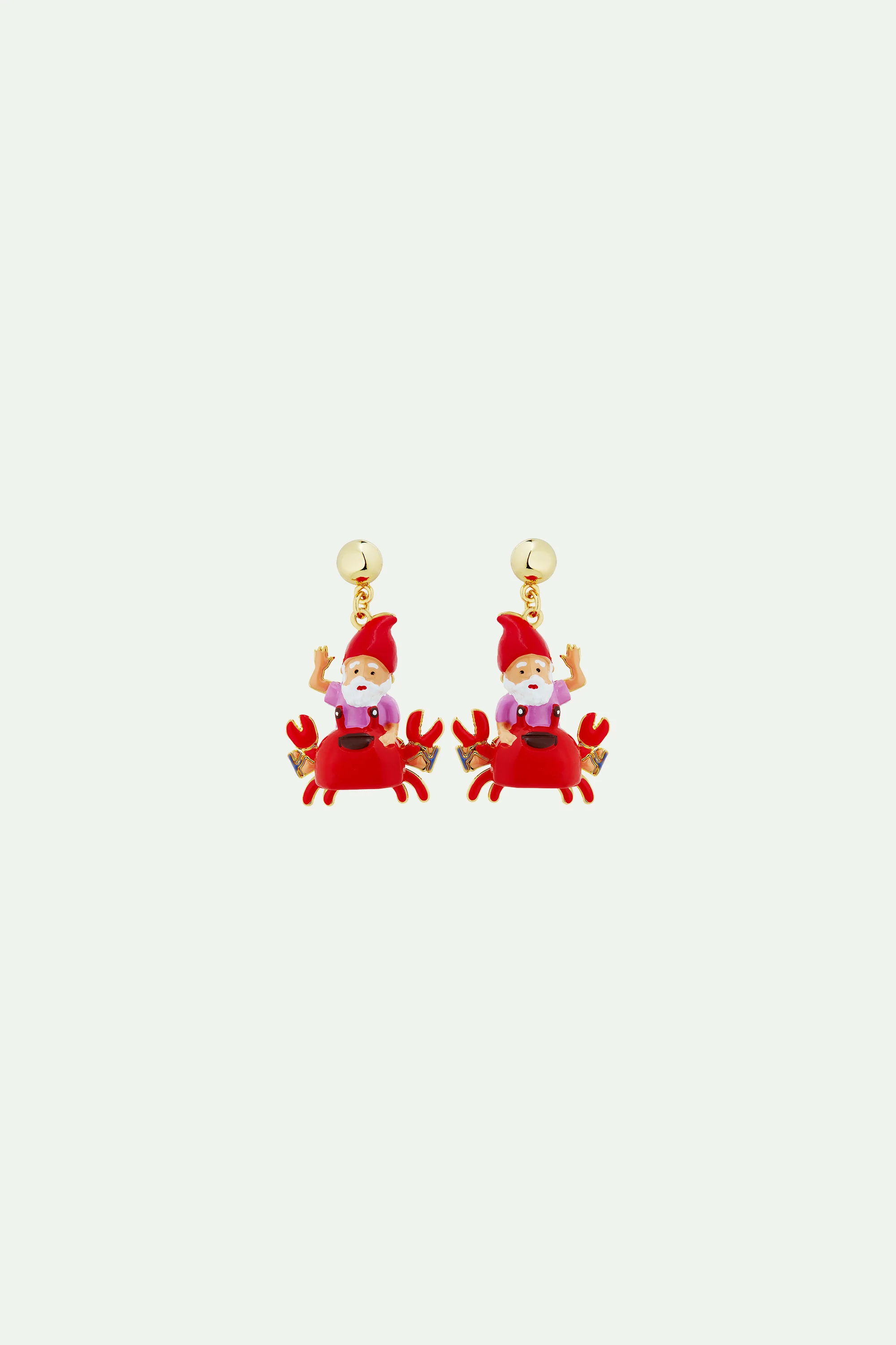 Boucles d'oreilles nain de jardin et crabe rouge