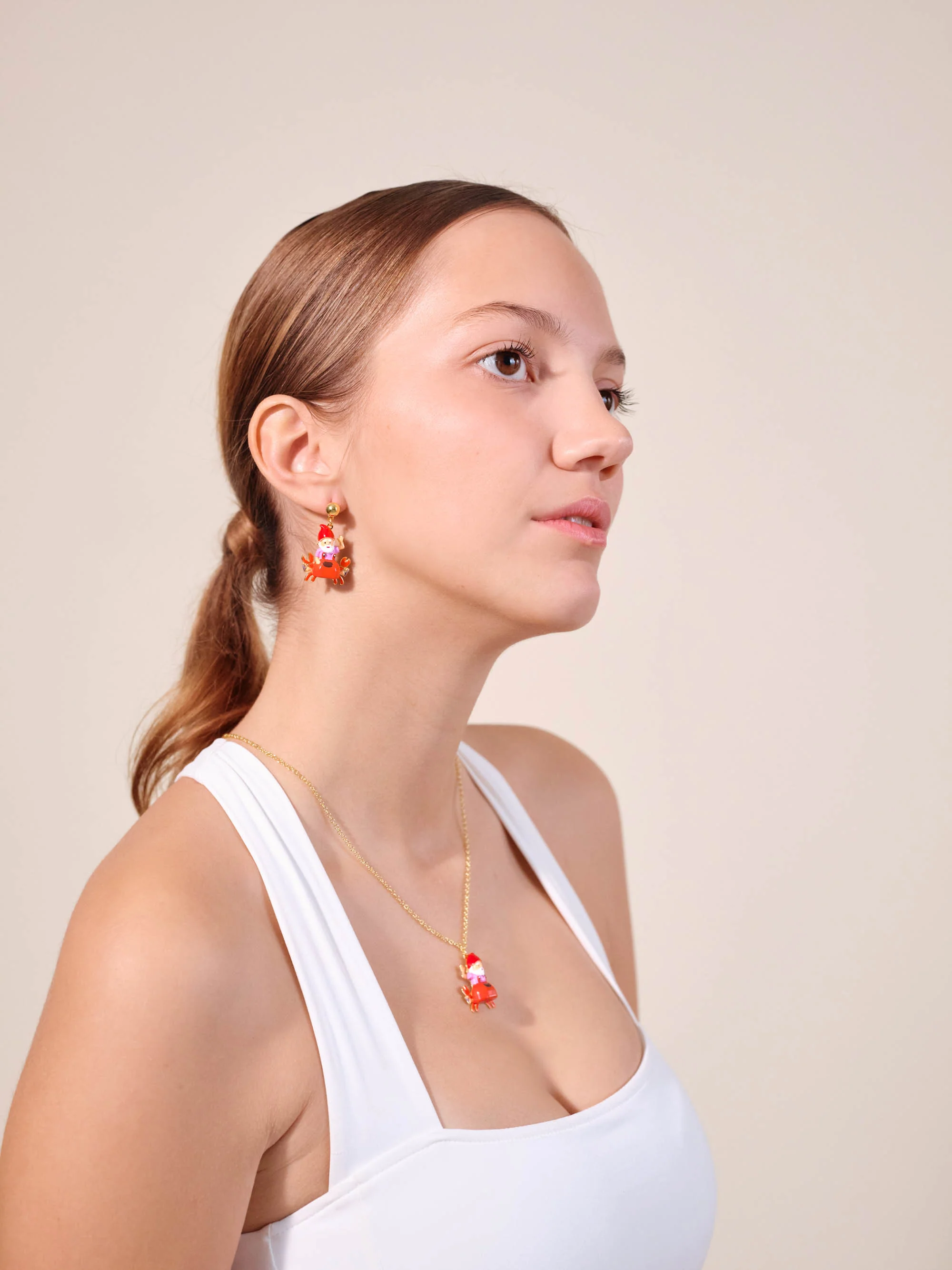 Boucles d'oreilles nain de jardin et crabe rouge - Image 2