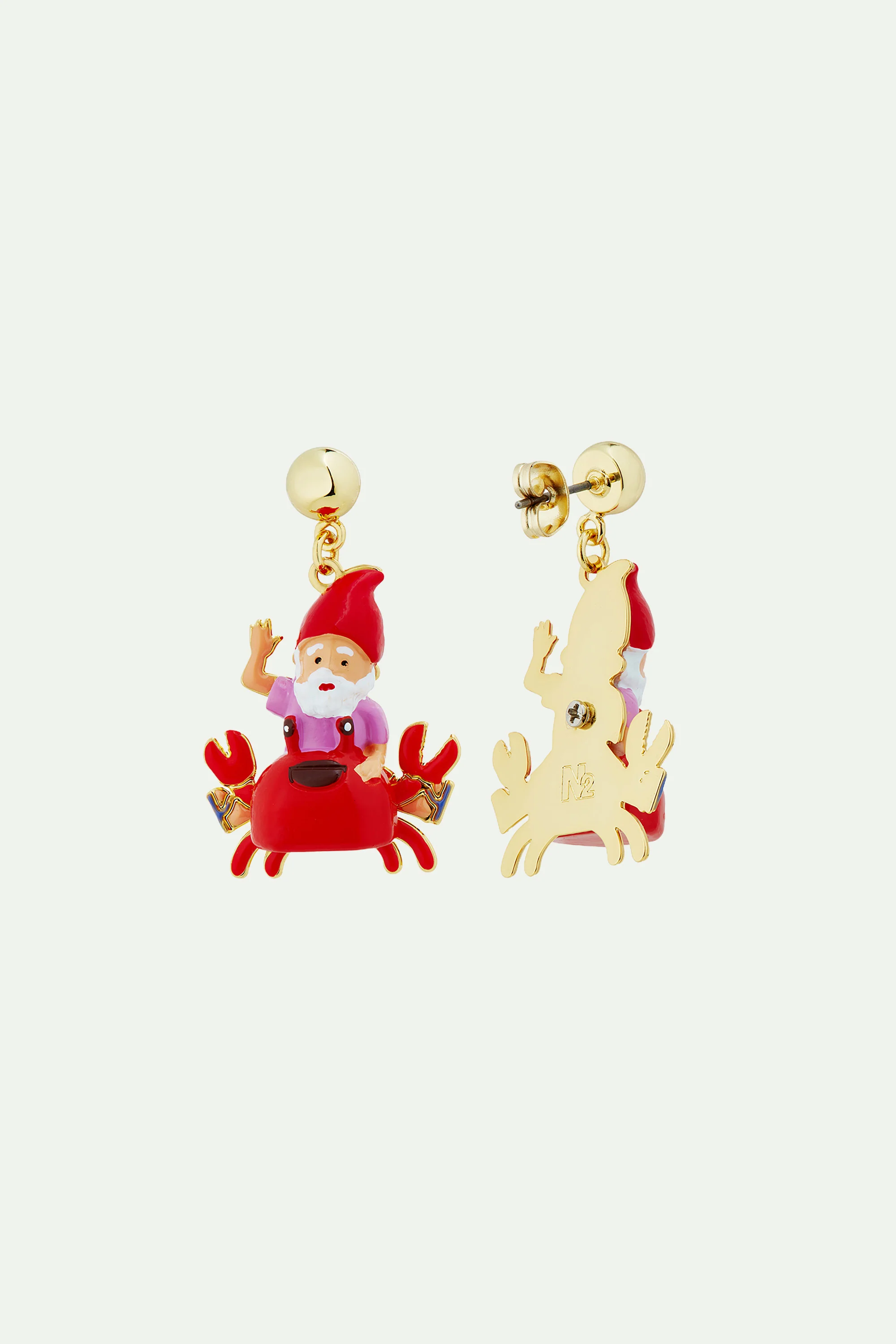 Boucles d'oreilles nain de jardin et crabe rouge - Image 3
