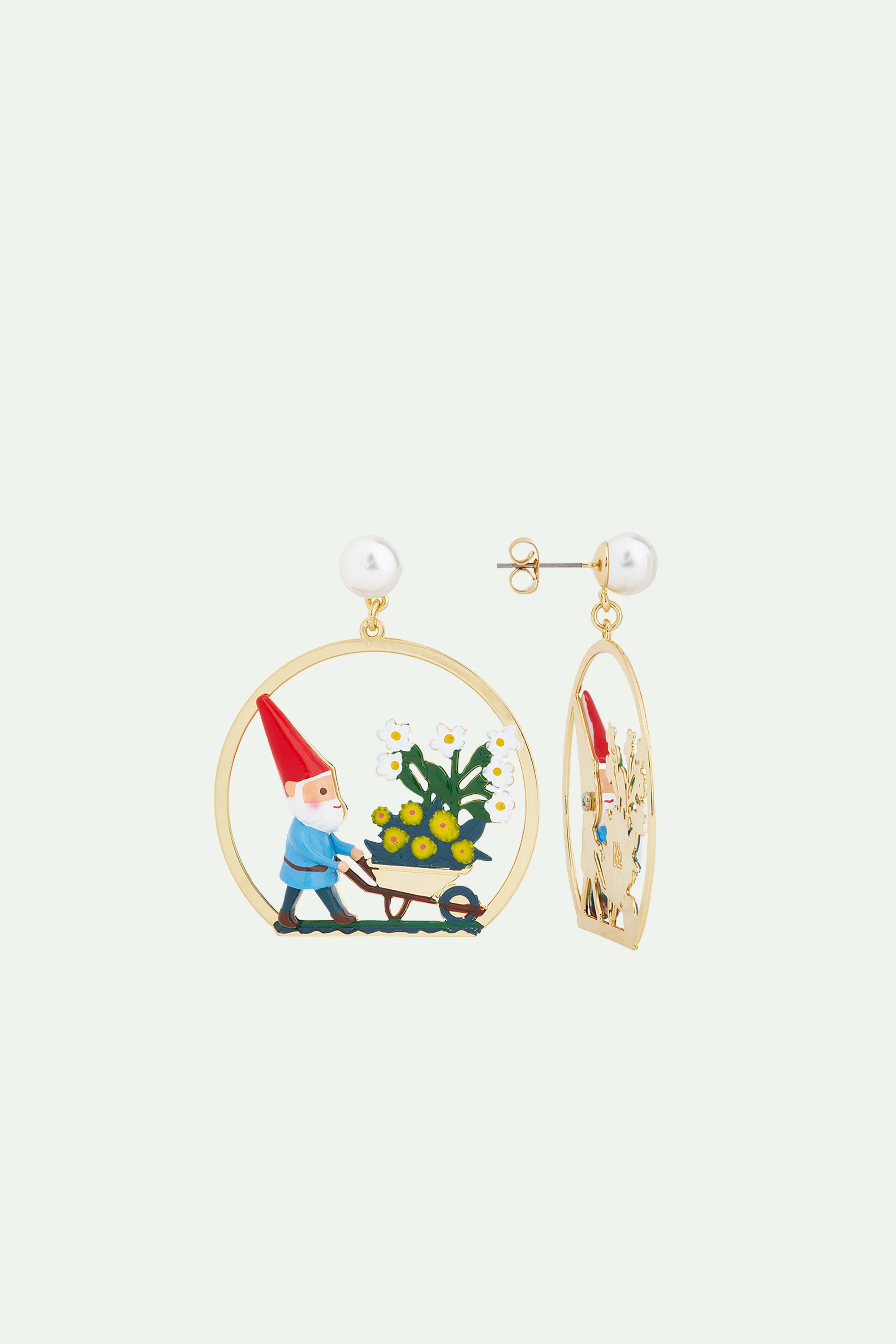 Boucles d'oreilles nain de jardin et cueillette de fleurs - Image 2