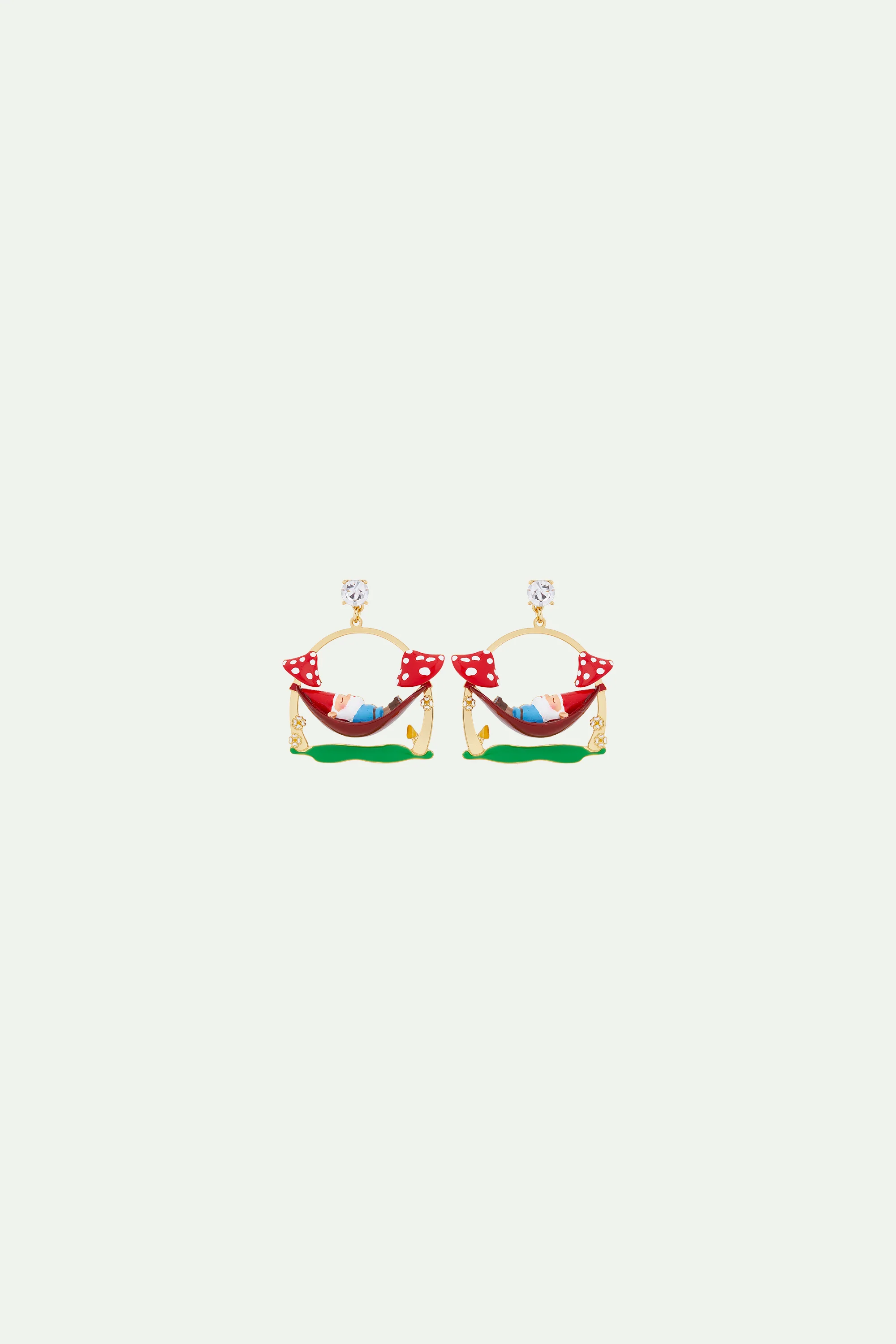 Boucles d'oreilles nain de jardin sur son hamac