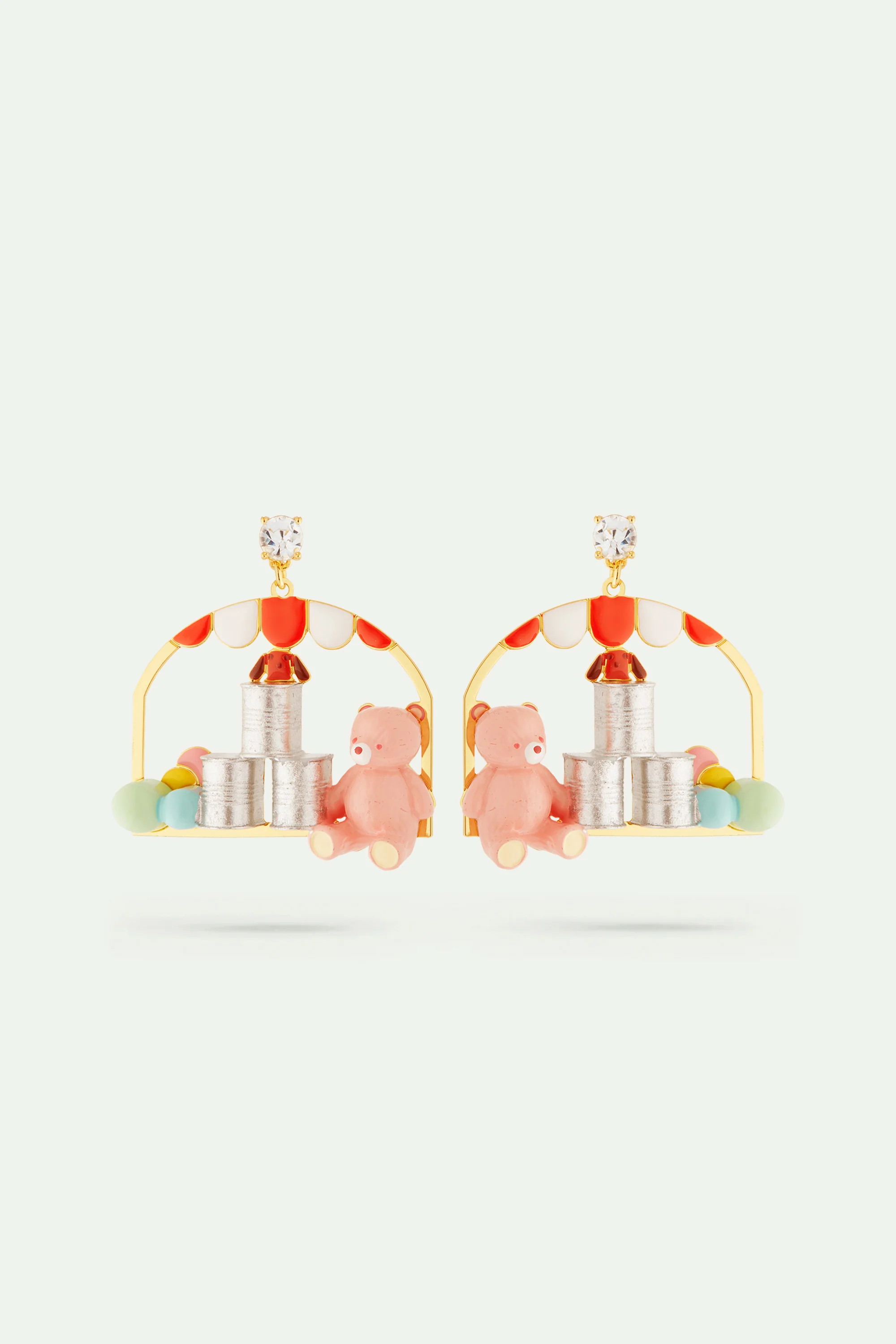 Boucles d'oreilles ours en peluche et chamboule-tout