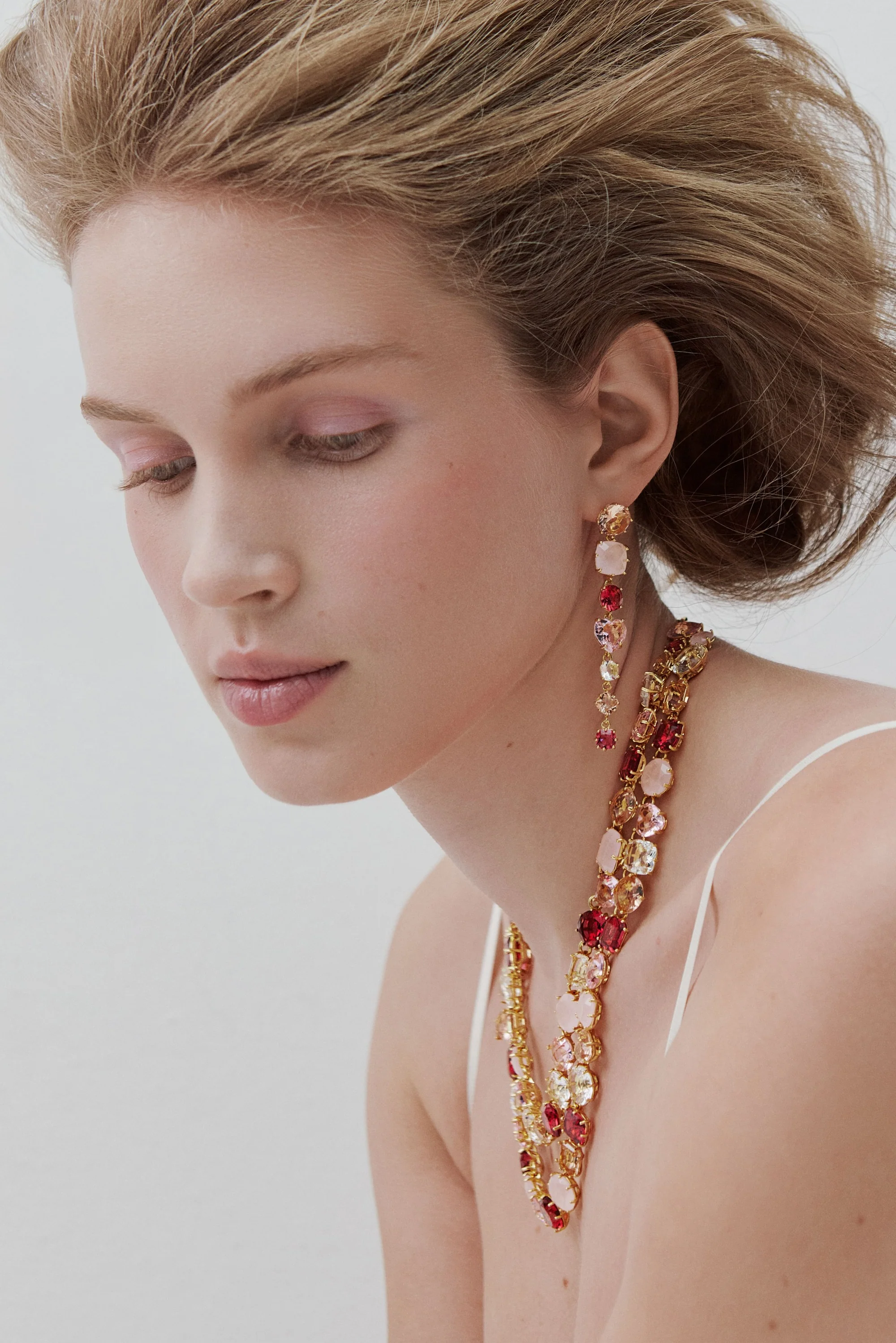 Boucles d'oreilles pendante La Diamantine Rosa Centifiola - Image 2