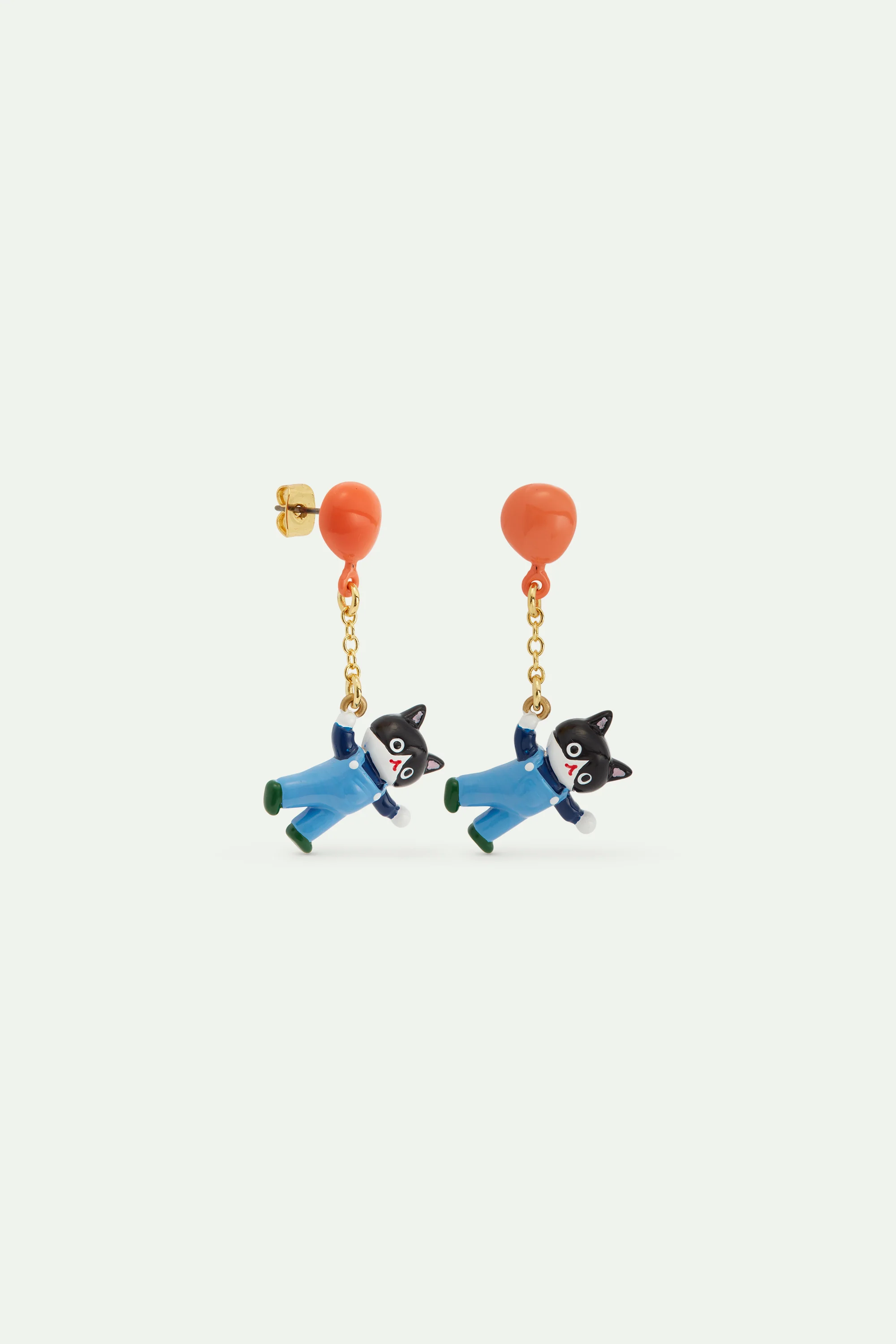 Boucles d'oreilles pendantes chat noir et ballon gonflable - Image 3
