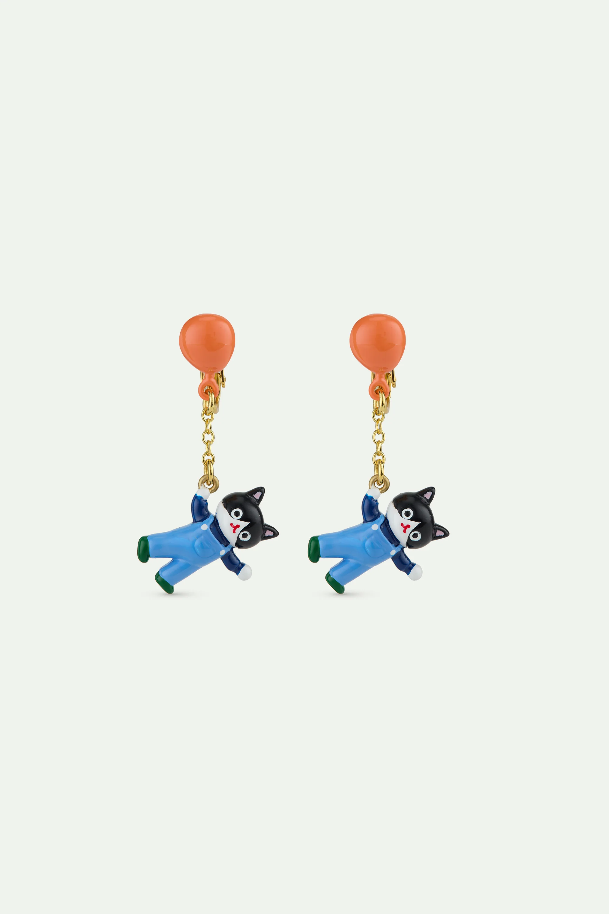 Boucles d'oreilles pendantes chat noir et ballon gonflable - Image 4