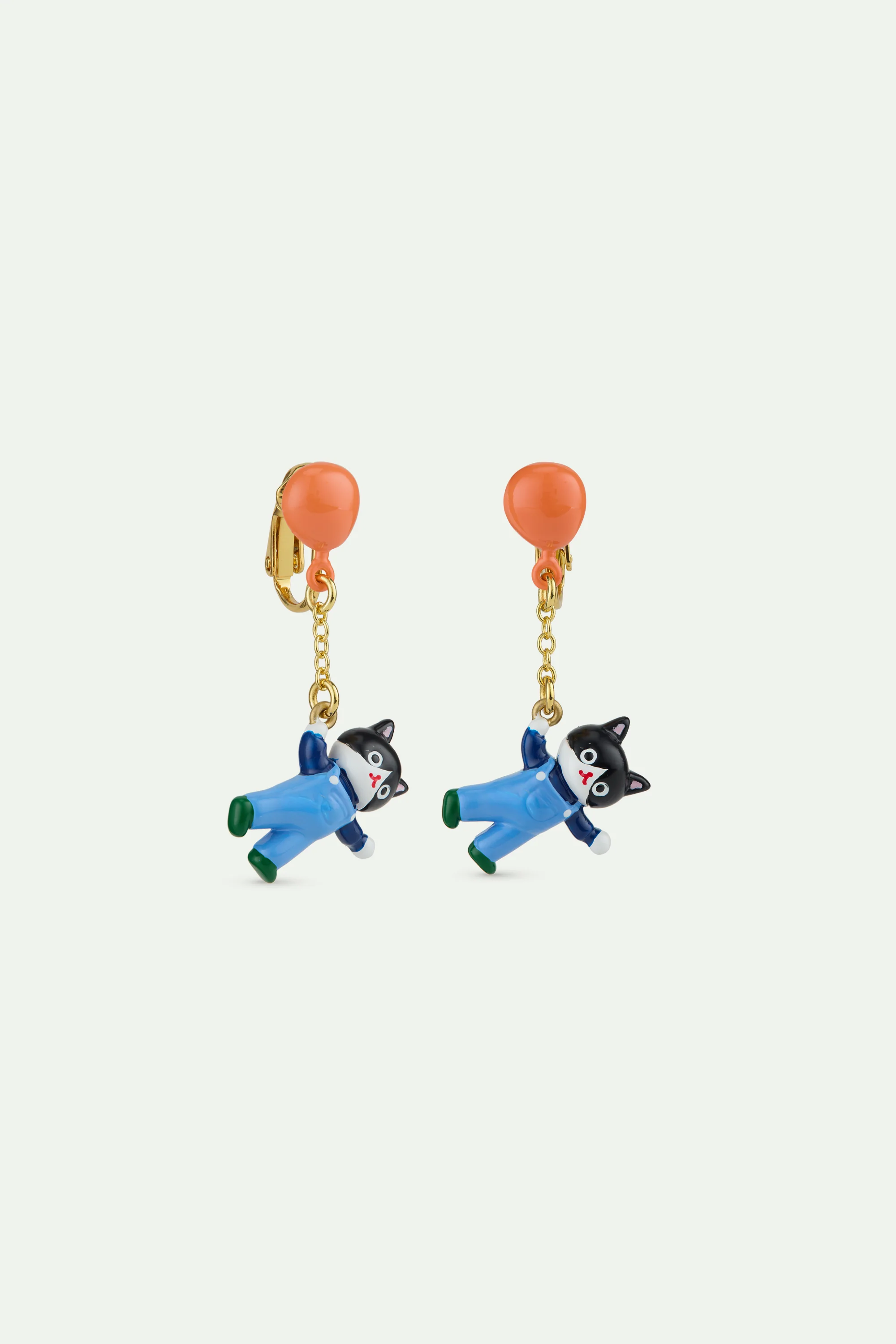 Boucles d'oreilles pendantes chat noir et ballon gonflable - Image 5