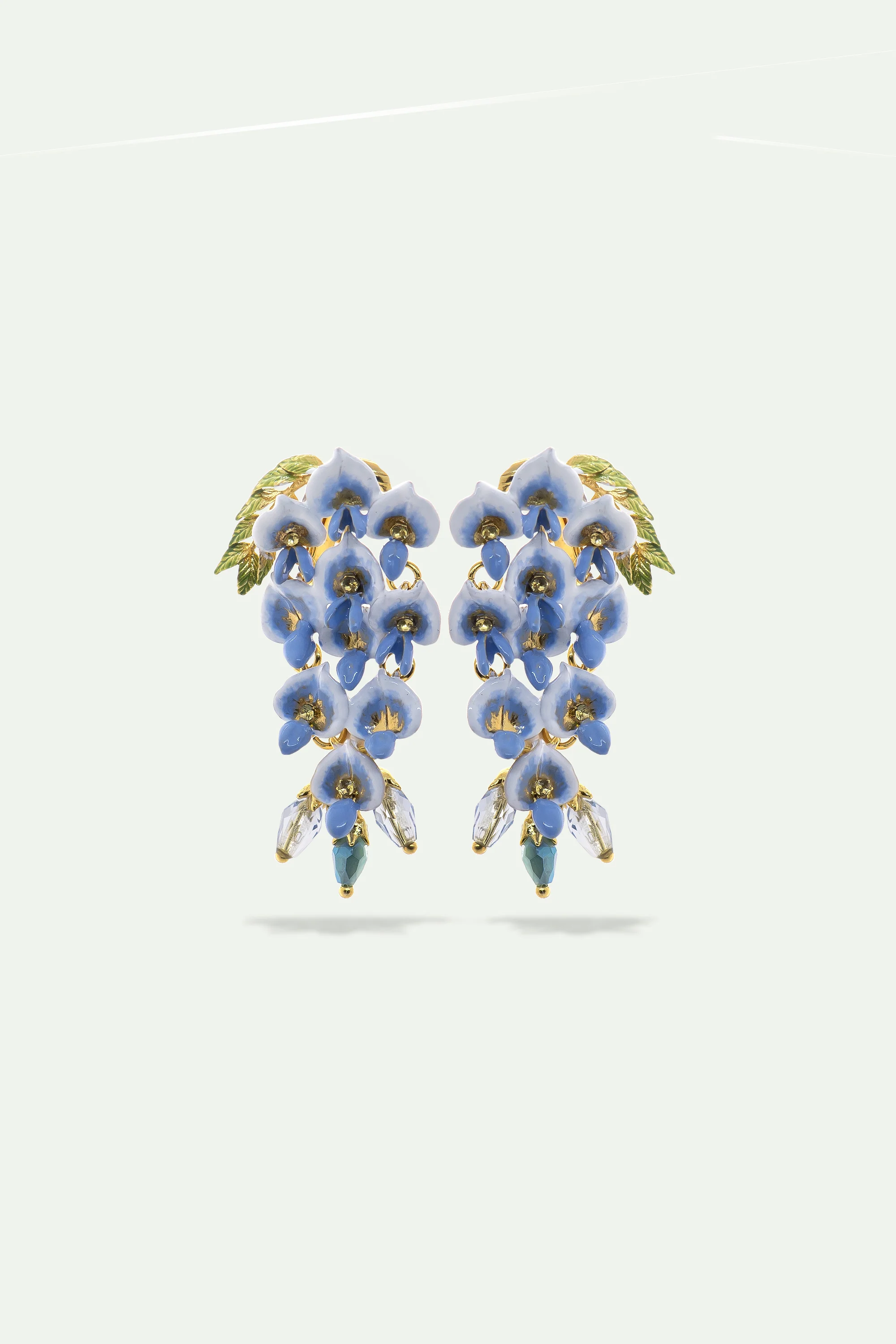 Boucles d'oreilles pendantes clips fleur de glycine - Image 3