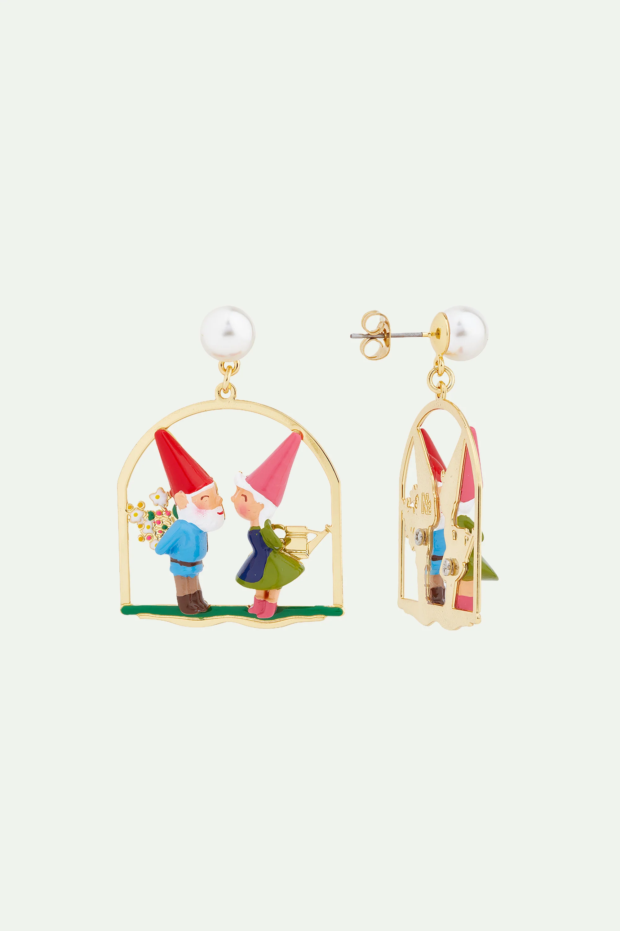 Boucles d'oreilles pendantes couple de nains de jardin - Image 2