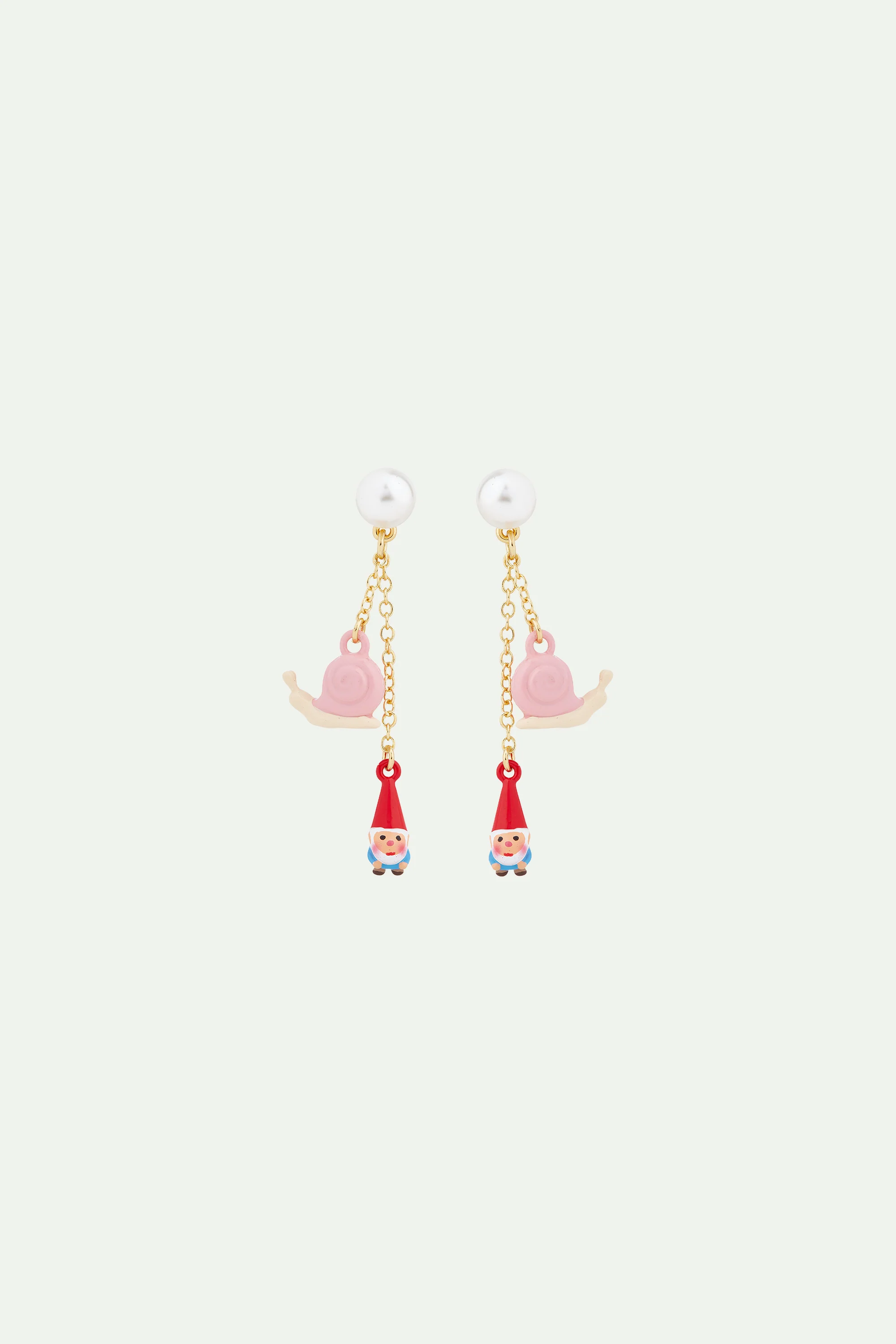Boucles d'oreilles pendantes nain de jardin et escargot