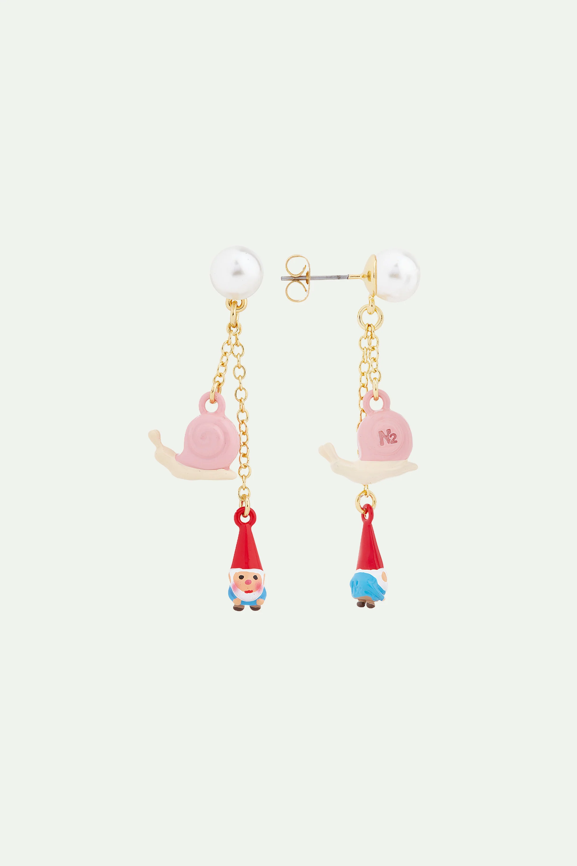 Boucles d'oreilles pendantes nain de jardin et escargot - Image 2