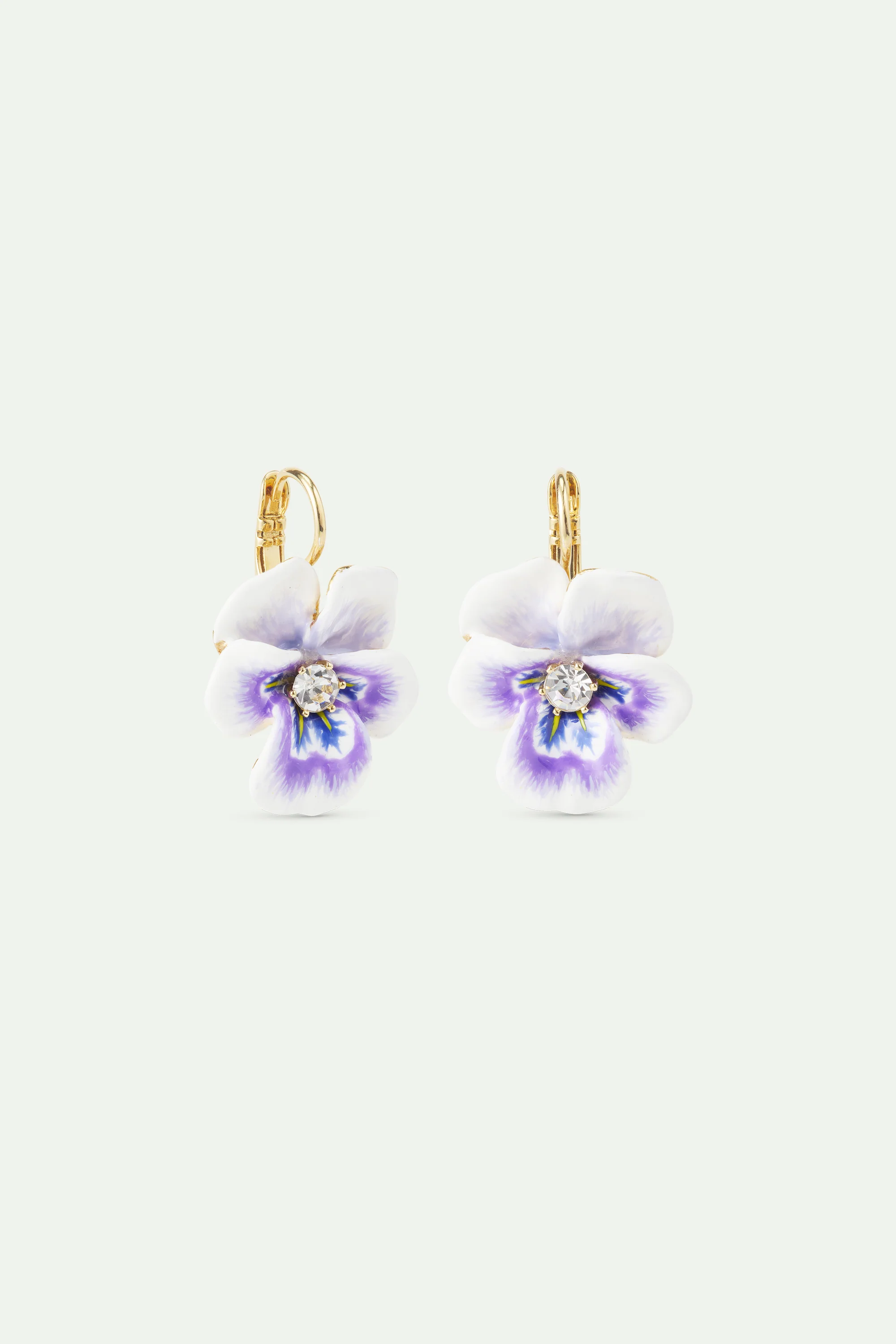 Boucles d'oreilles pensée violette et cristal taillé - Image 3