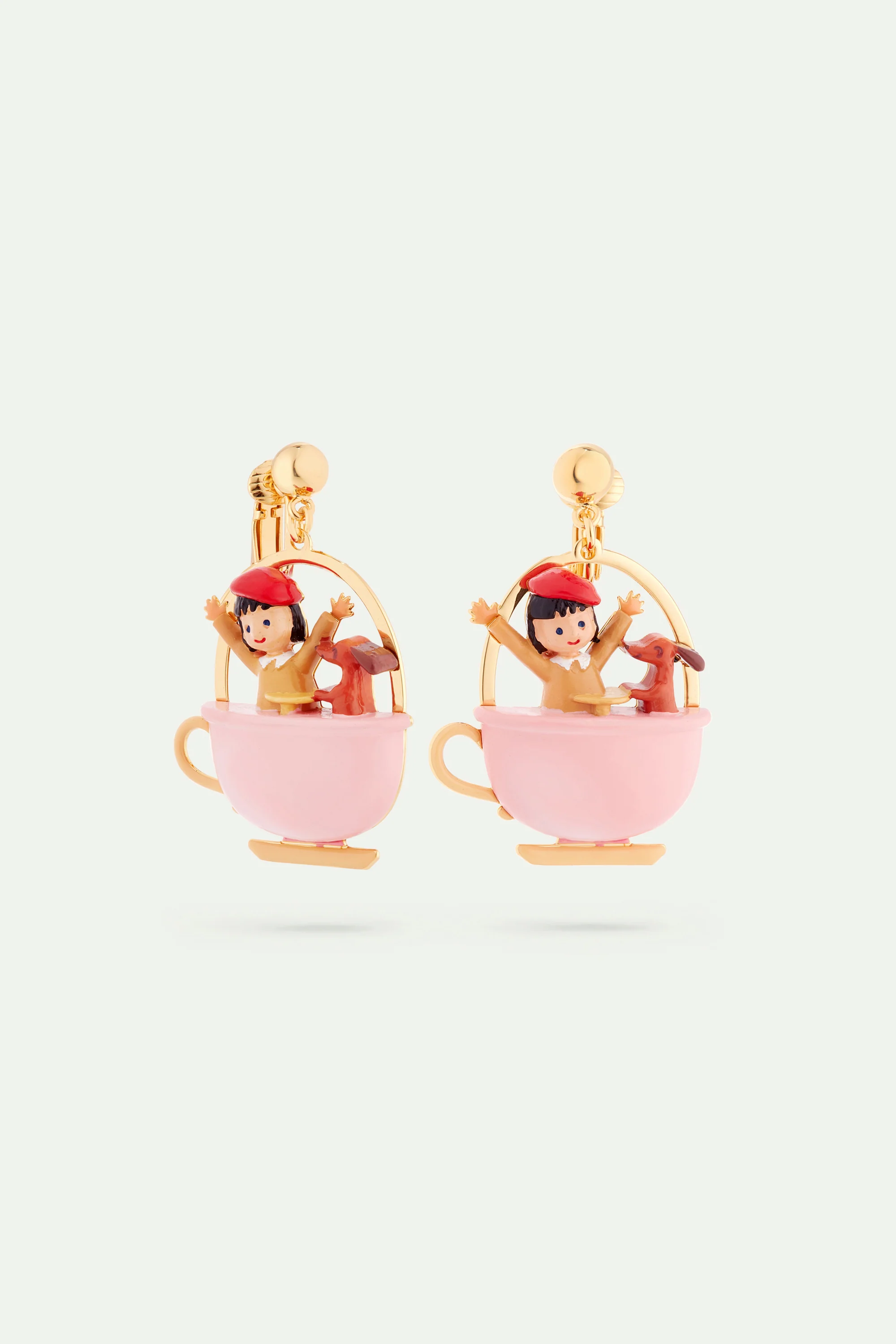 Boucles d'oreilles petite fille et teckel sur un manège - Image 4